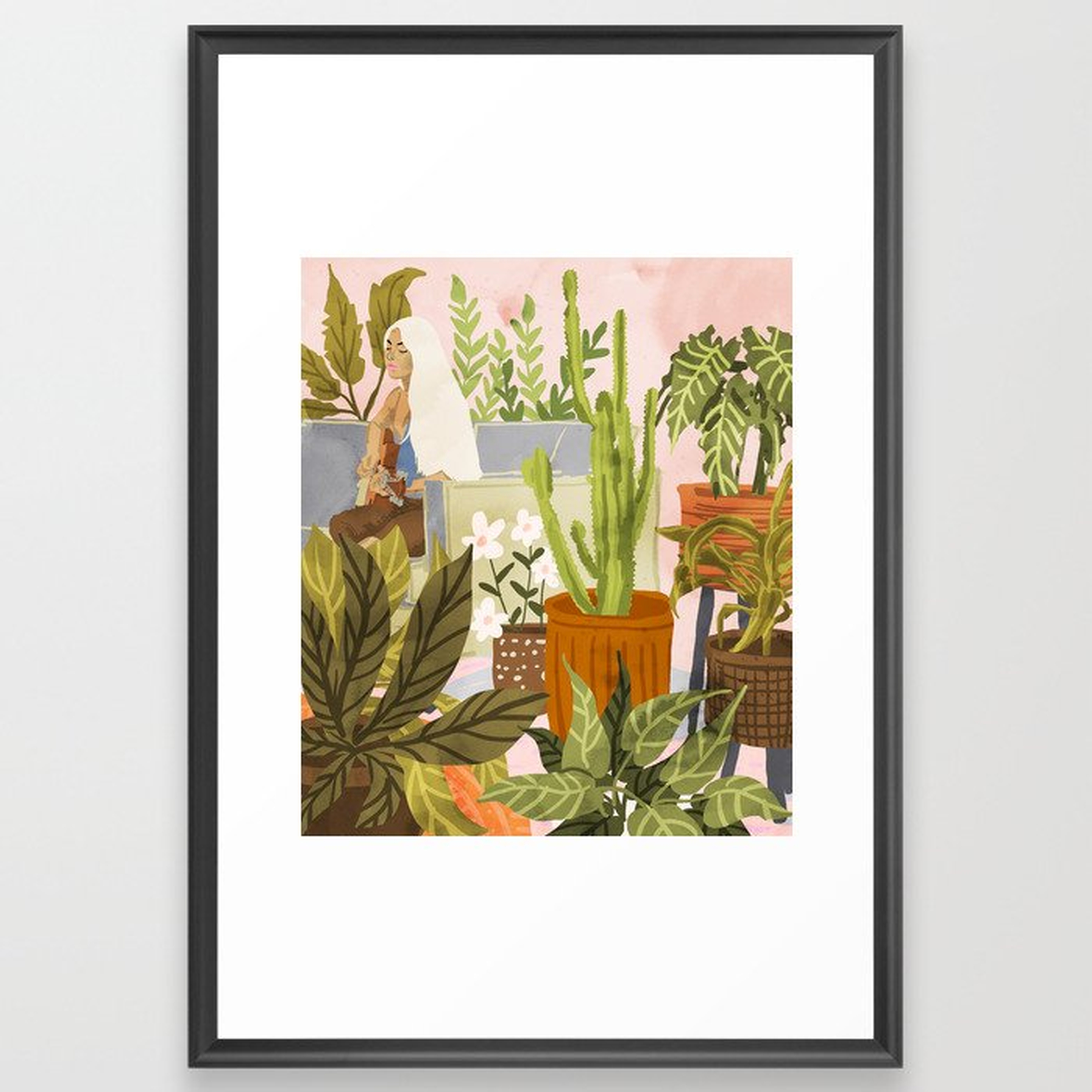 Playing For My Plants Framed Art Print by 83 Oranges Free Spirits - Scoop Black - Large 24" x 36"-26x38 - Society6