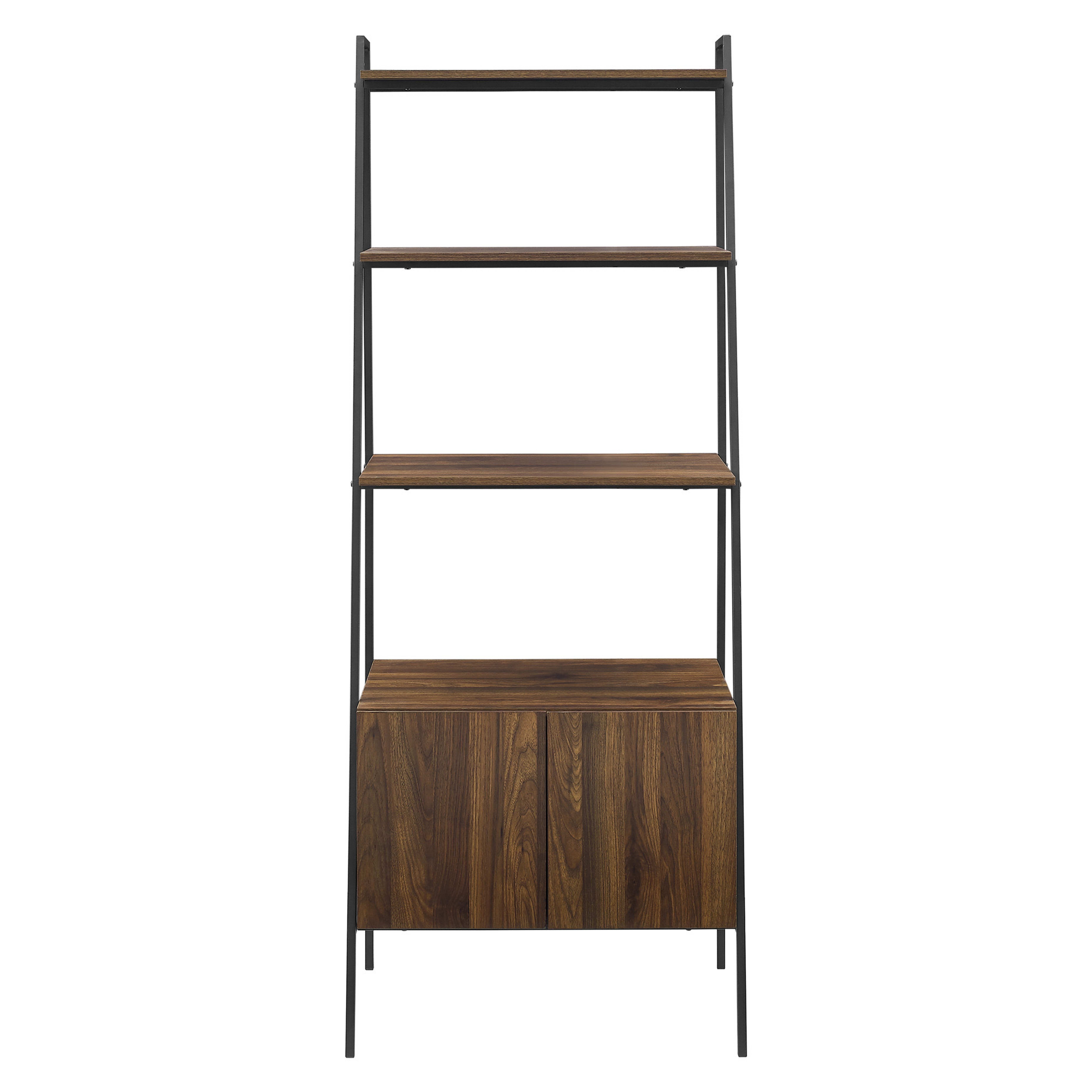 72" Industrial Wood Ladder Bookcase - Dark Walnut - Walker Edison