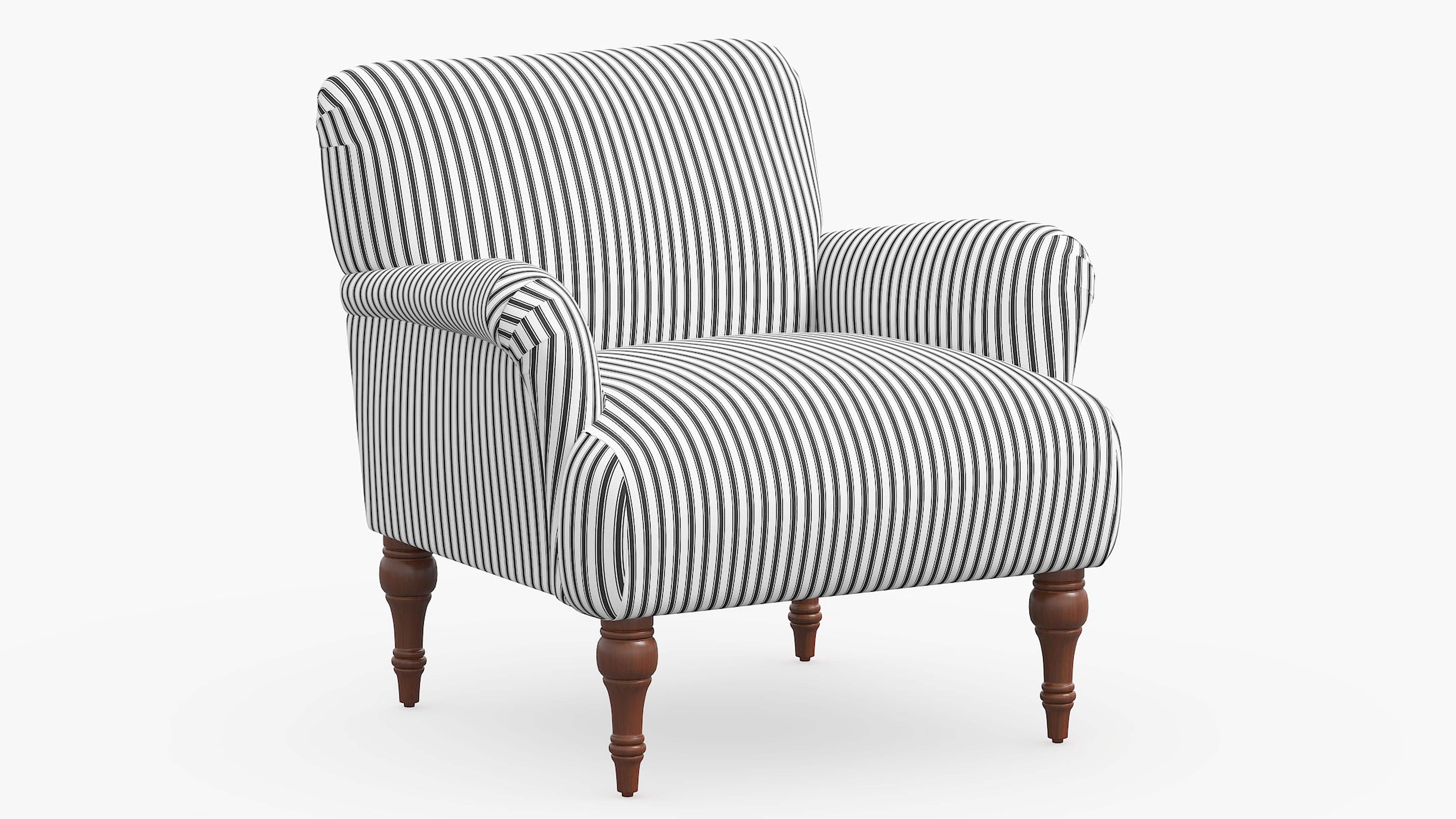 Traditional Accent Chair, Black Classic Ticking Stripe - The Inside