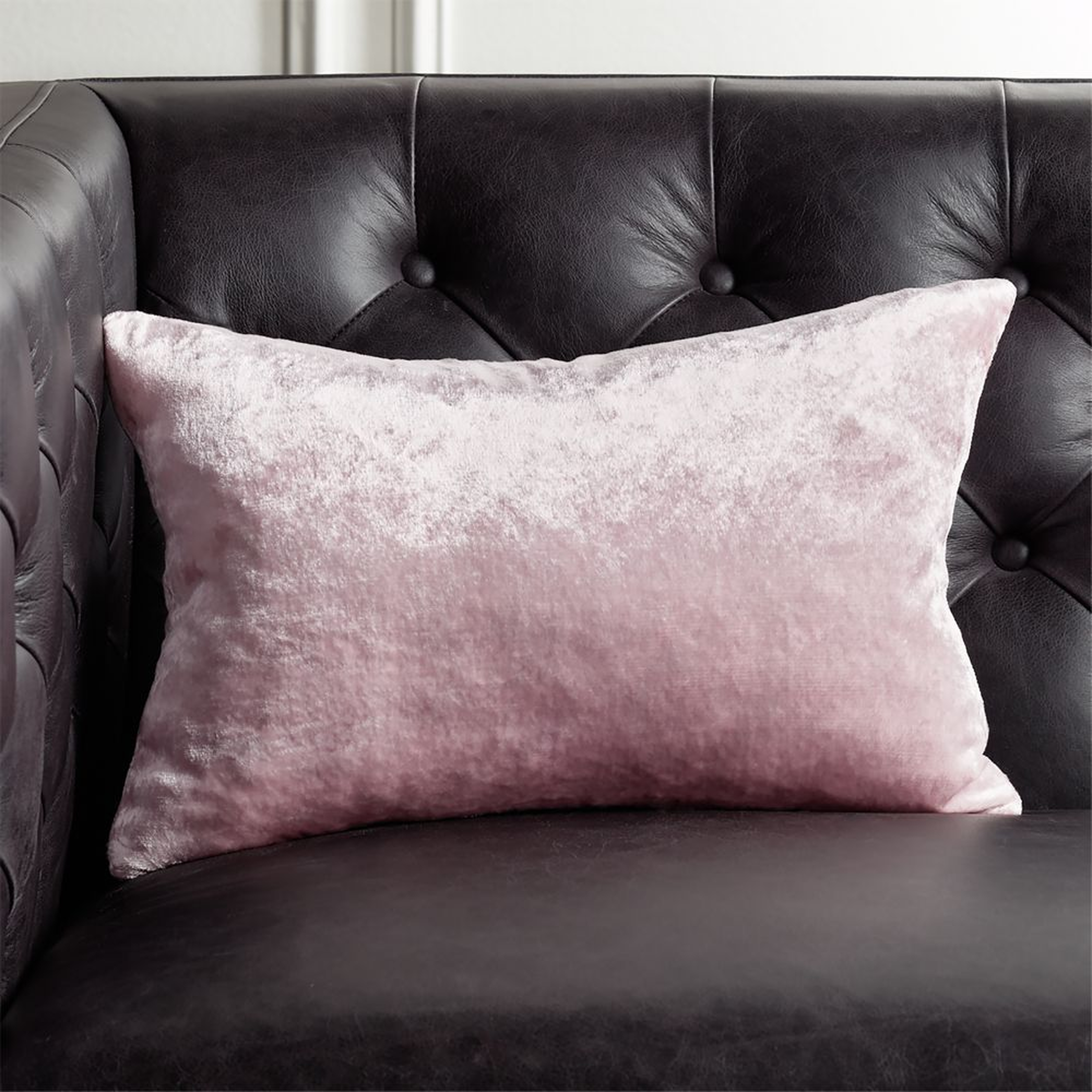 18"x12" Viscose Pink Velvet Pillow with Down-Alternative Insert - CB2