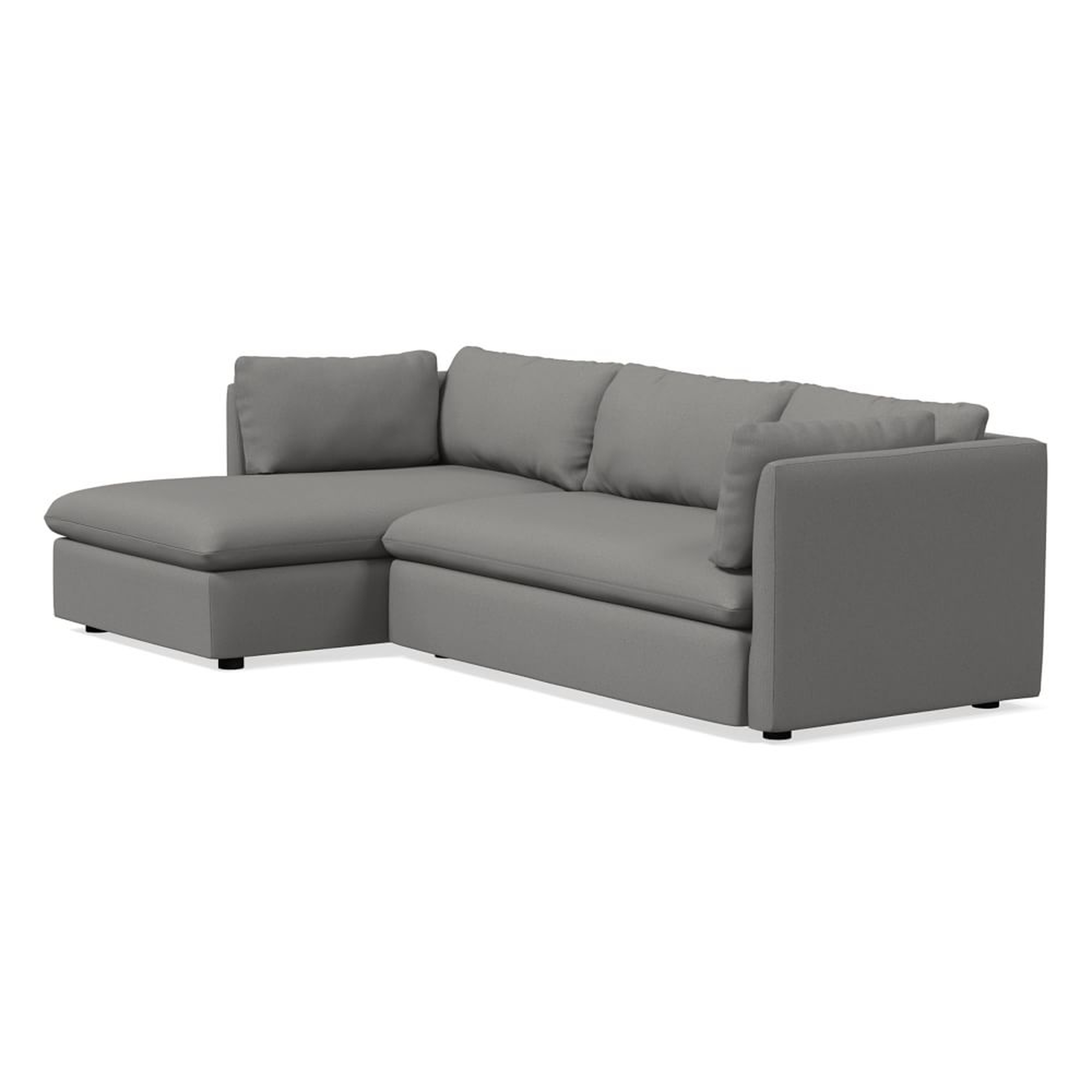 Shelter 105" Left 2-Piece Chaise Sectional, Performance Washed Canvas, Storm Gray - West Elm