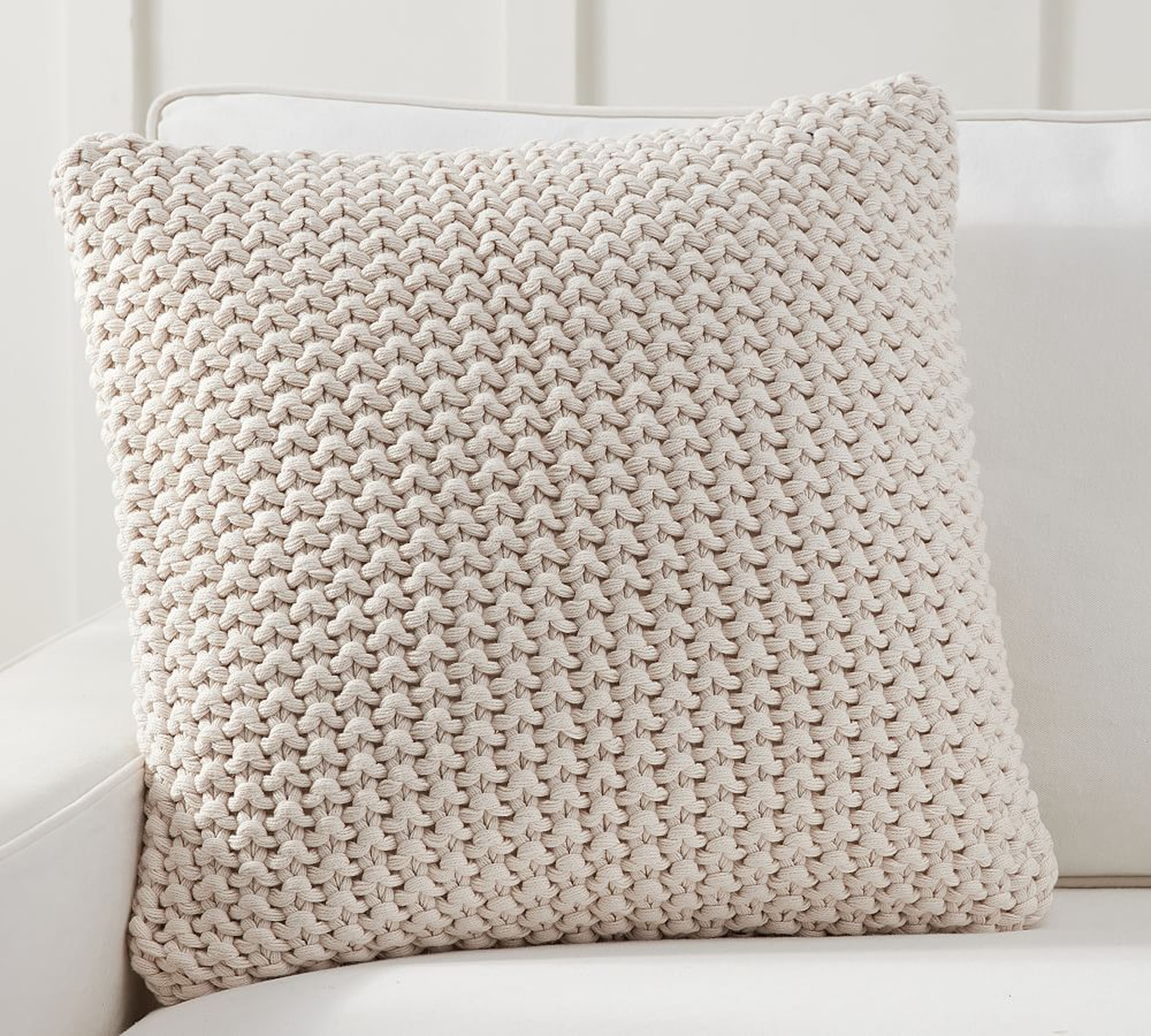 Bayside Seedstitch Pillow Cover, 22", Ivory - Pottery Barn