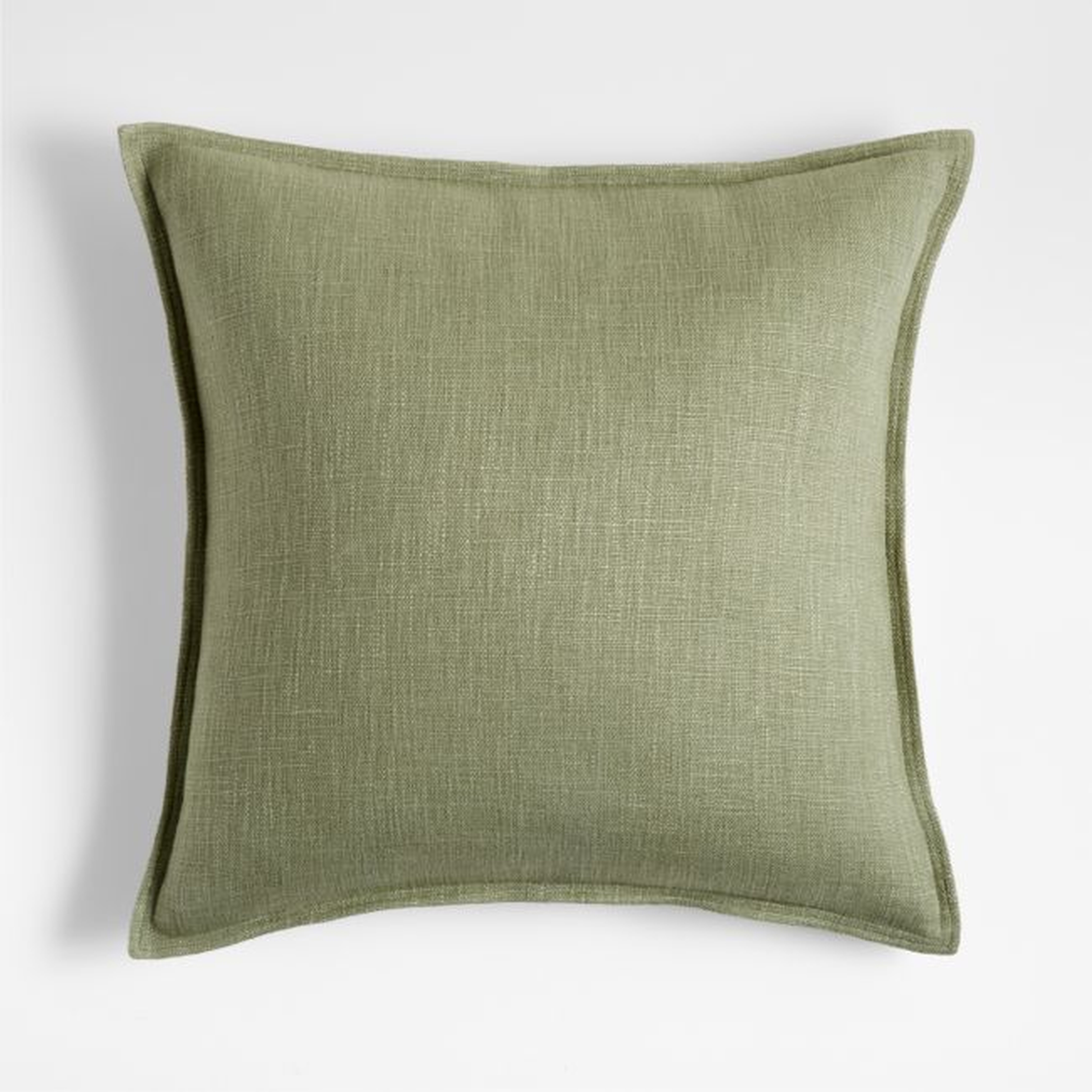 Sage 20"x20" Laundered Linen Throw Pillow with Down-Alternative Insert - Crate and Barrel