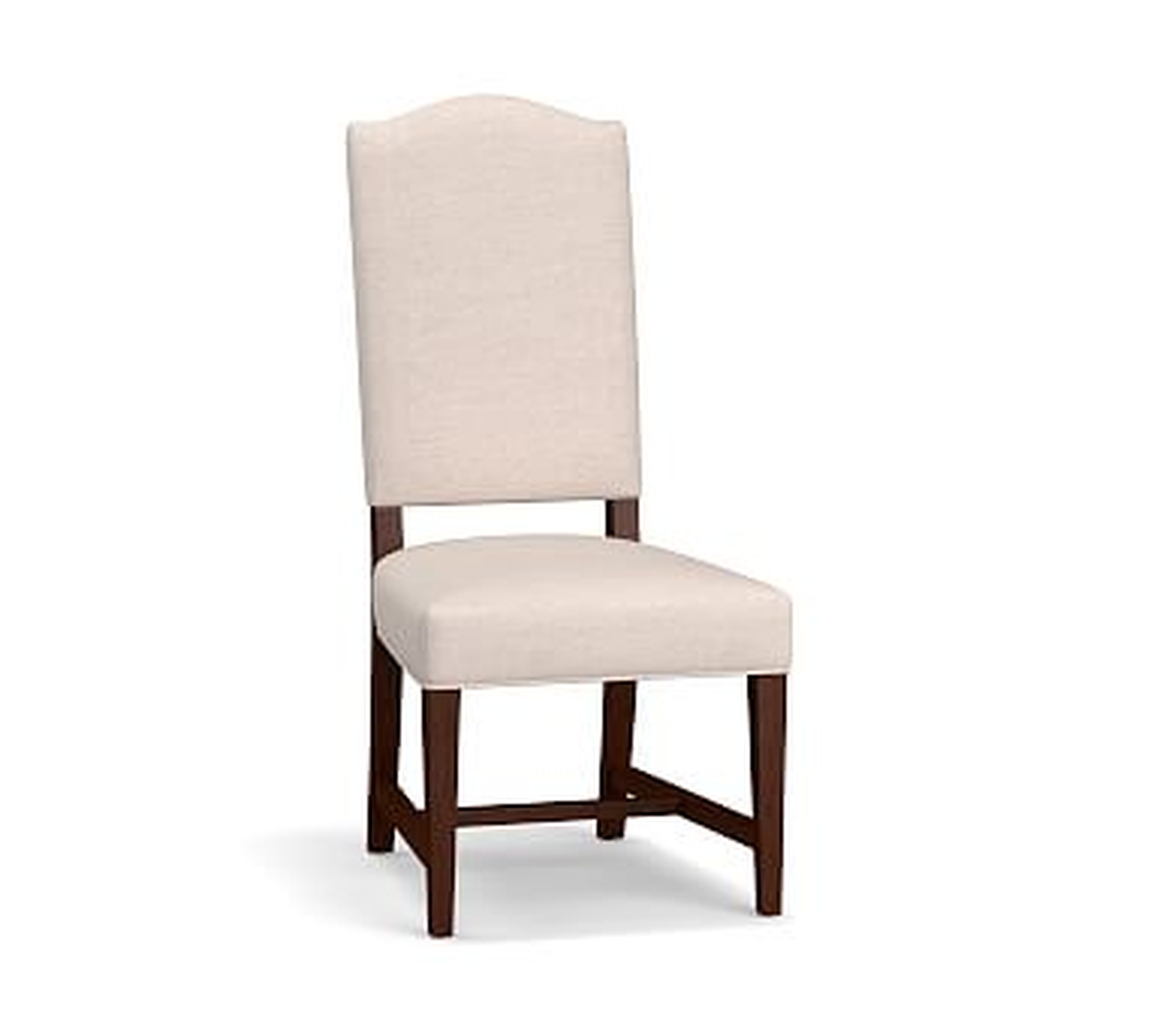 Ashton Upholstered Non-Tufted Dining Side Chair, Mahogany Frame, Performance Brushed Basketweave Oatmeal - Pottery Barn
