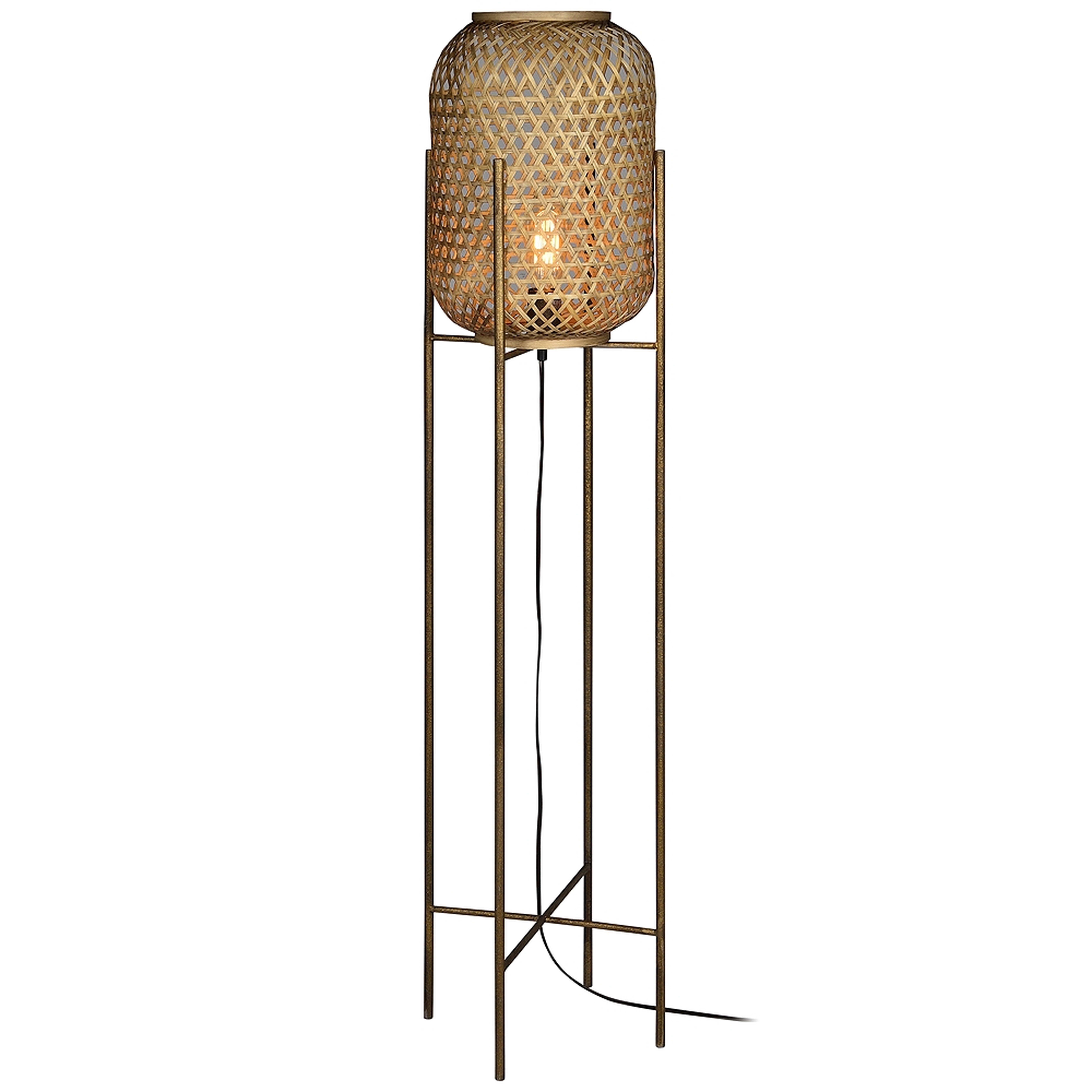 Forty West Robert Antique Bronze Metal and Rattan Floor Lamp - Style # 99W36 - Lamps Plus