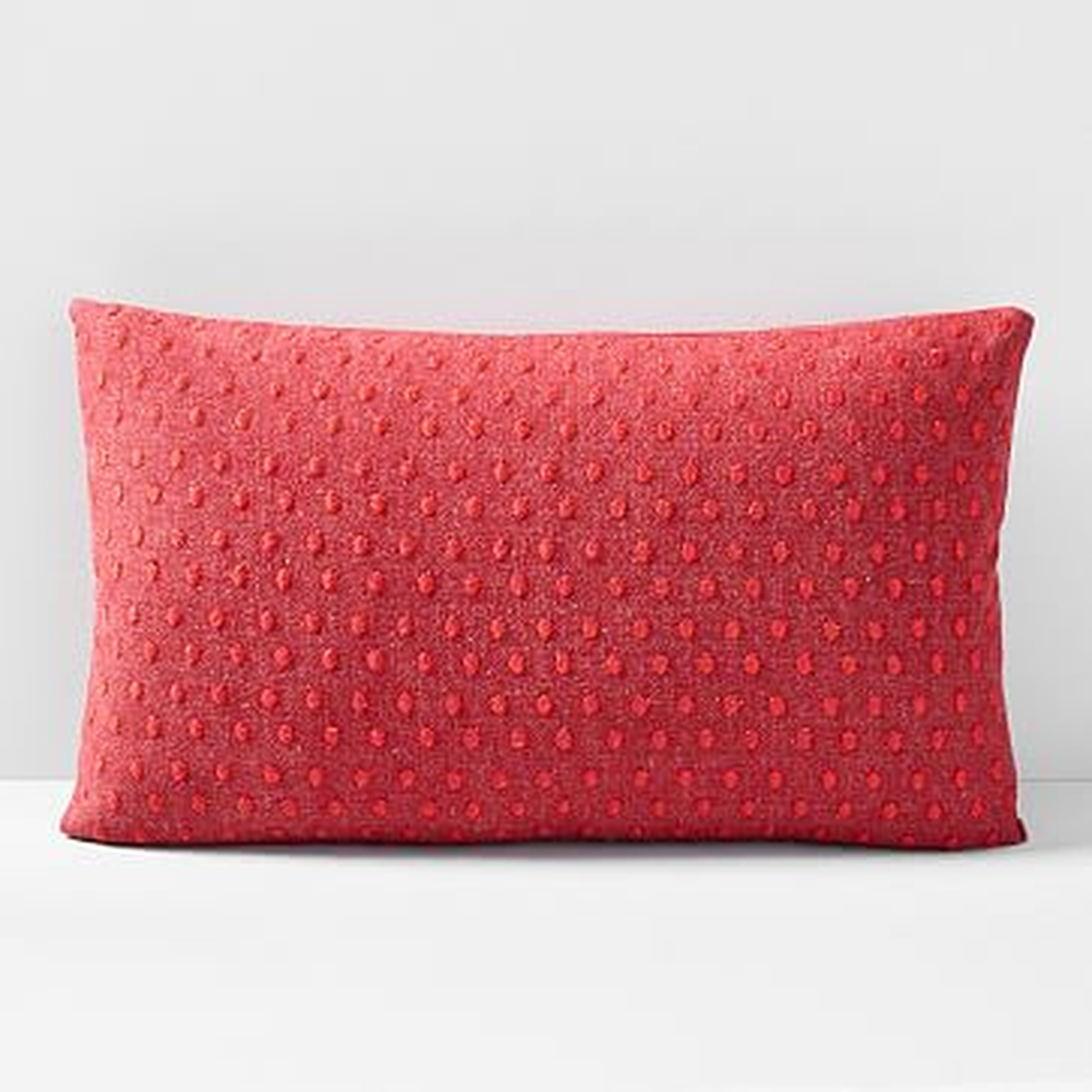 Embroidered Dot Pillow Cover, 12"x21", City Red - West Elm
