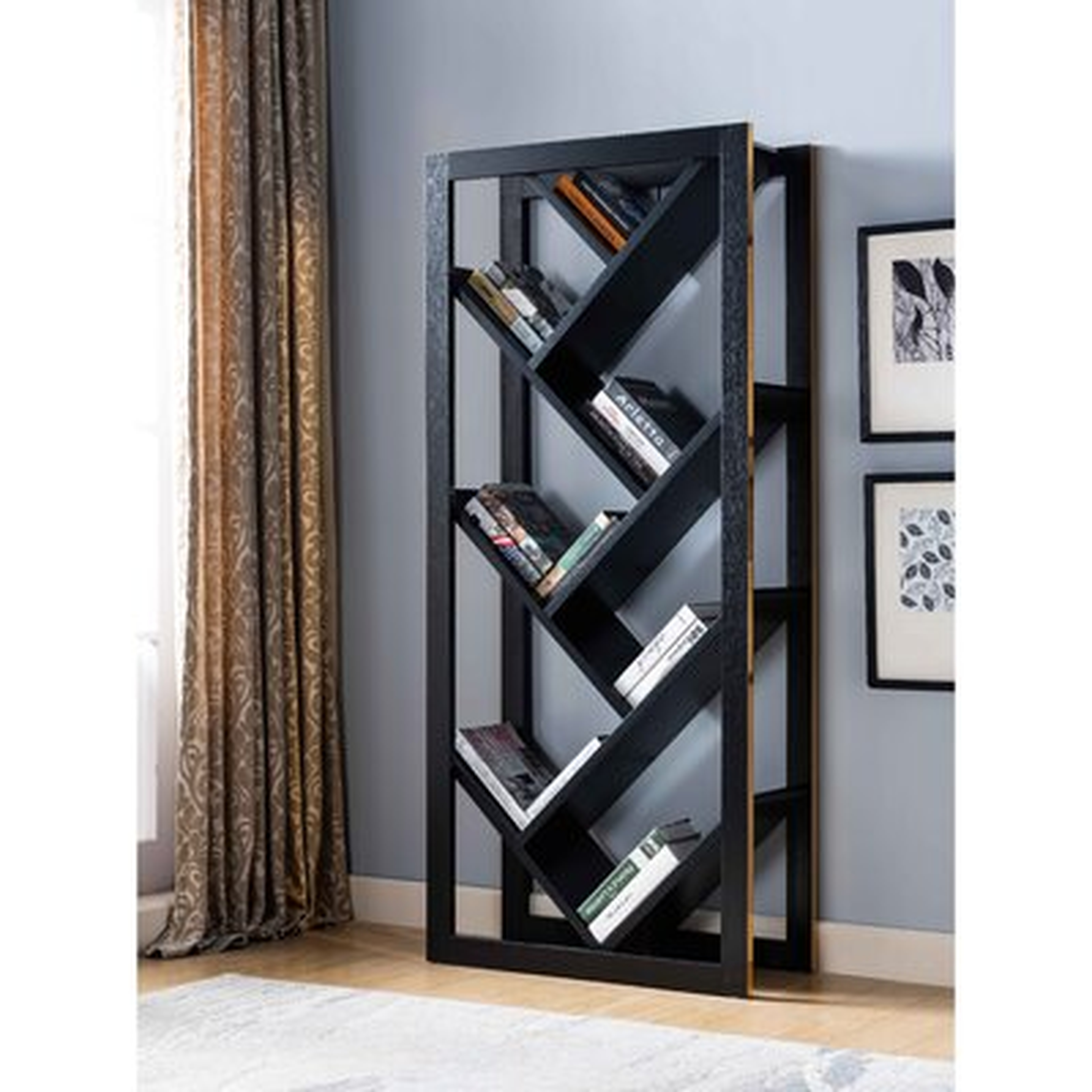 7-shelf V Shape Bookcase With Faux Gold Trim - Wayfair