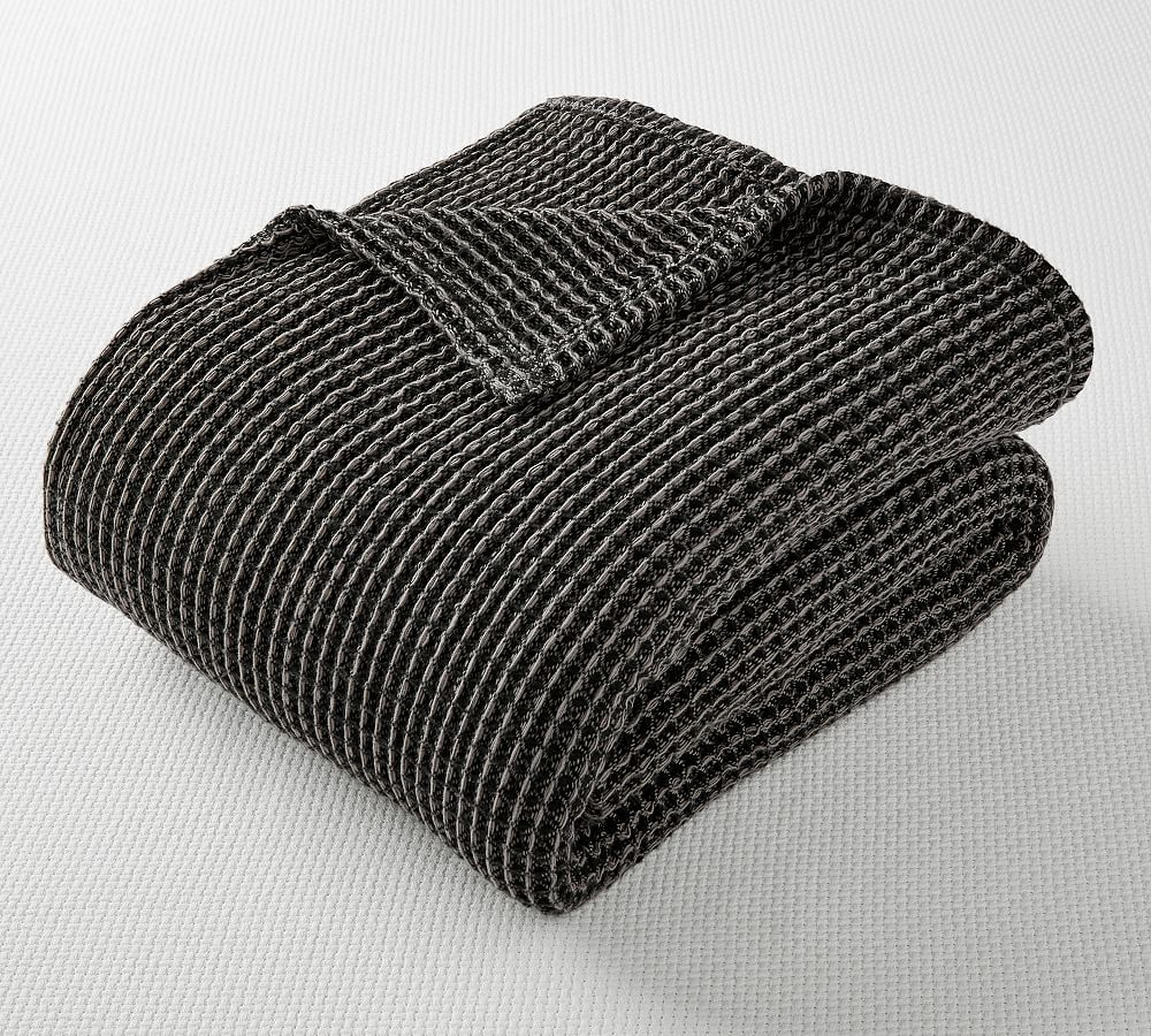 Waffle Weave Blanket, Full/Queen, Charcoal - Pottery Barn