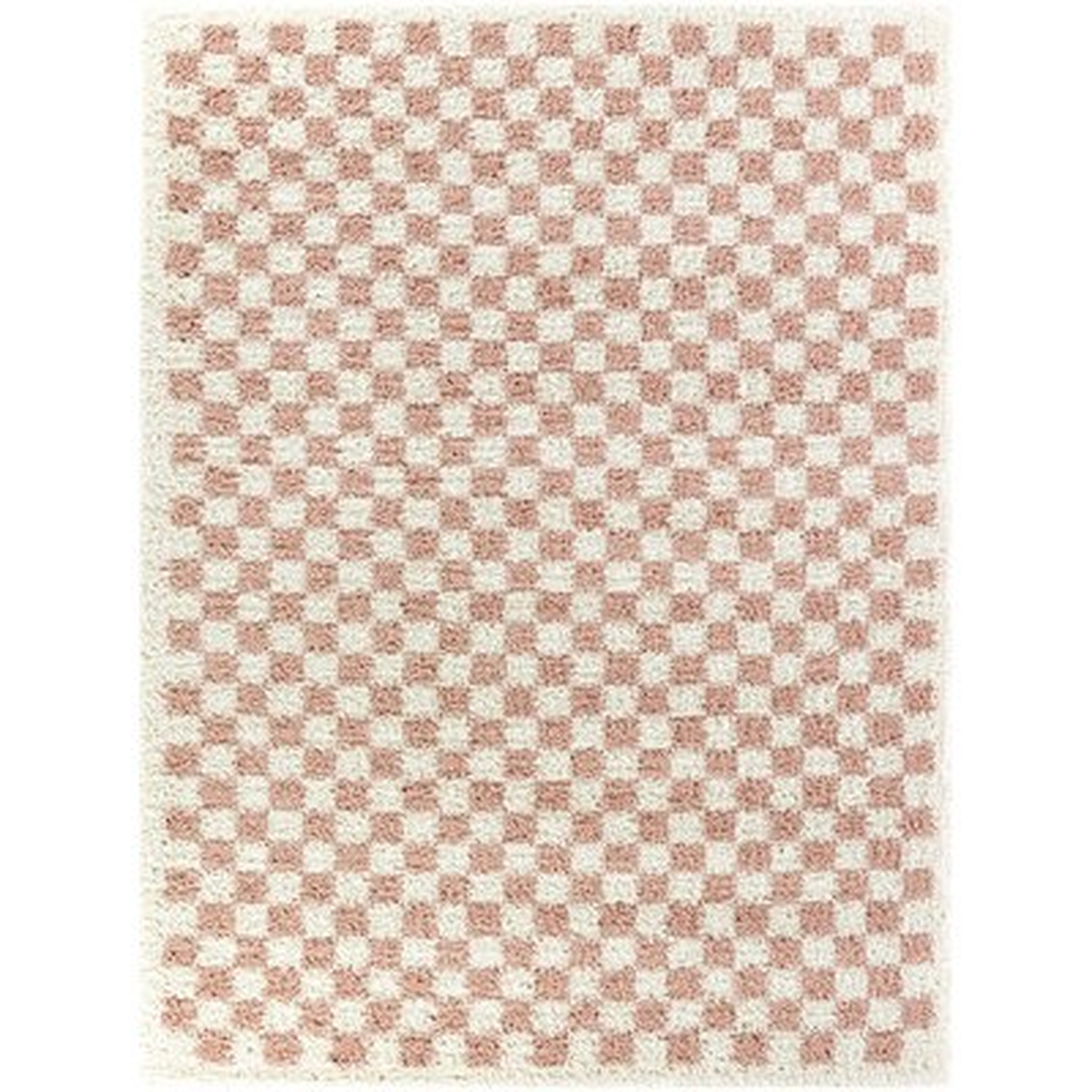 Huttonsville Pink Checkered Shag Area Rug - Wayfair