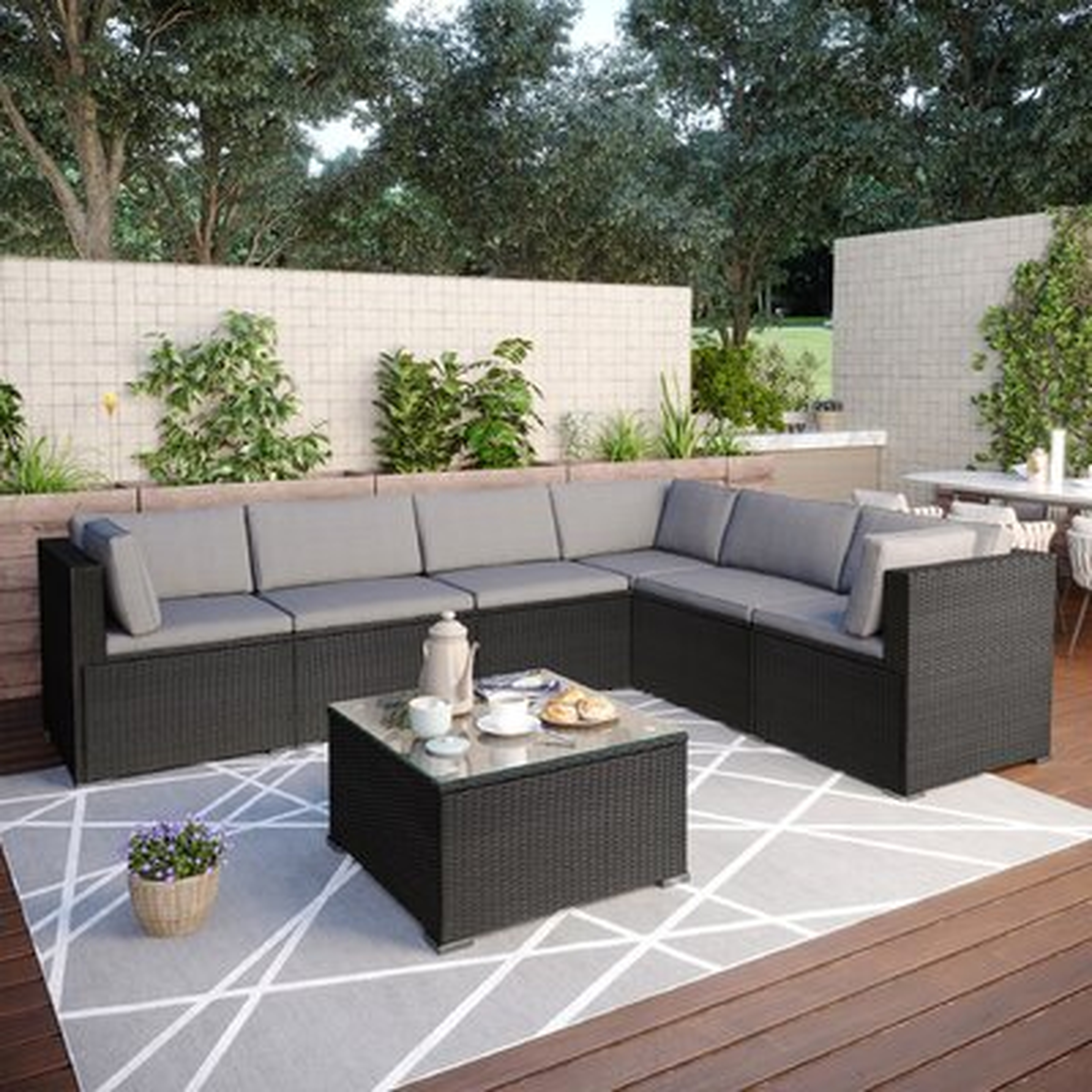 TOPMAX 7-Piece Patio Furniture Set Outdoor Sectional Conversation Set With Soft Cushions (Black) - Wayfair