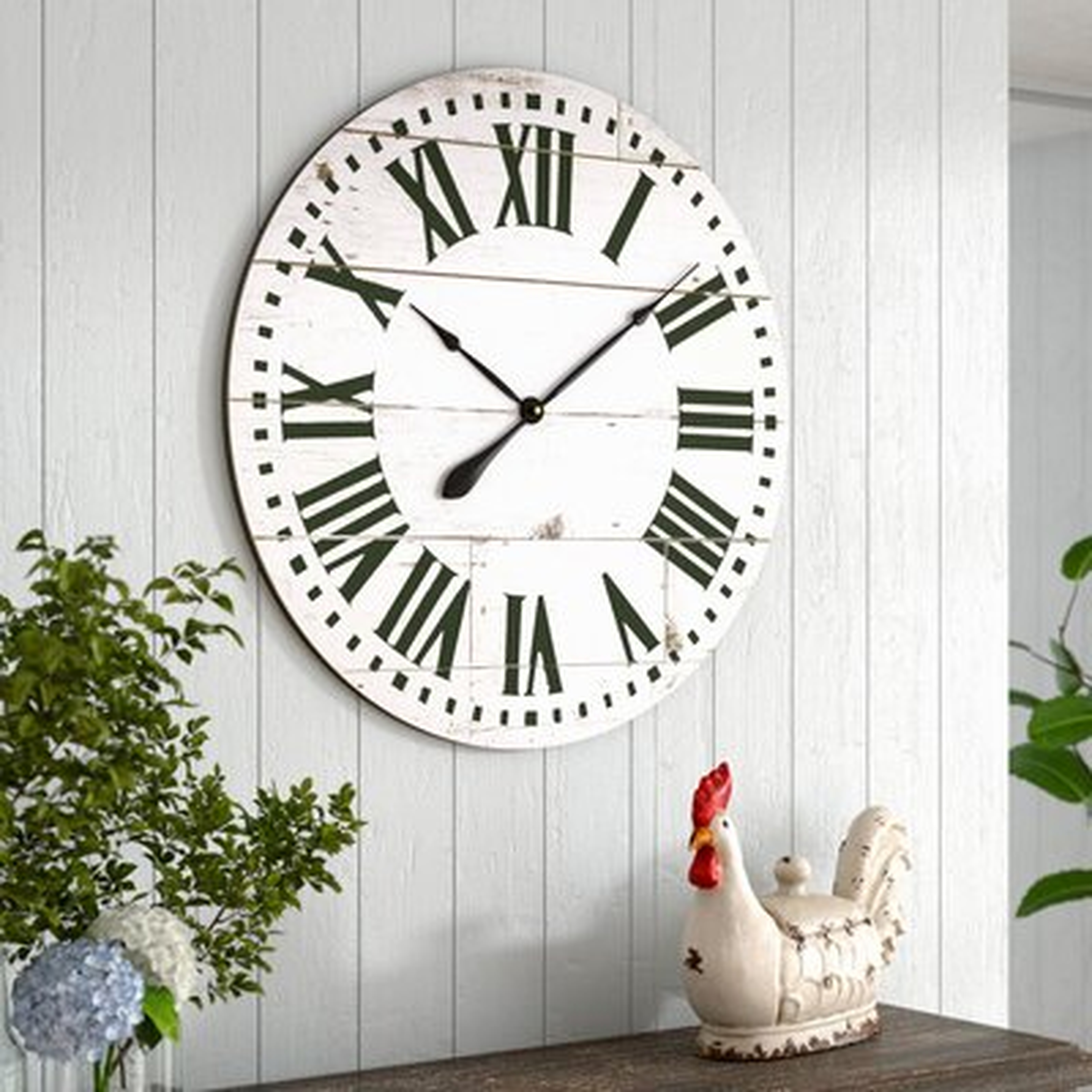 Oversized Braylee French Country with Shiplap Face 30" Wall Clock - Wayfair
