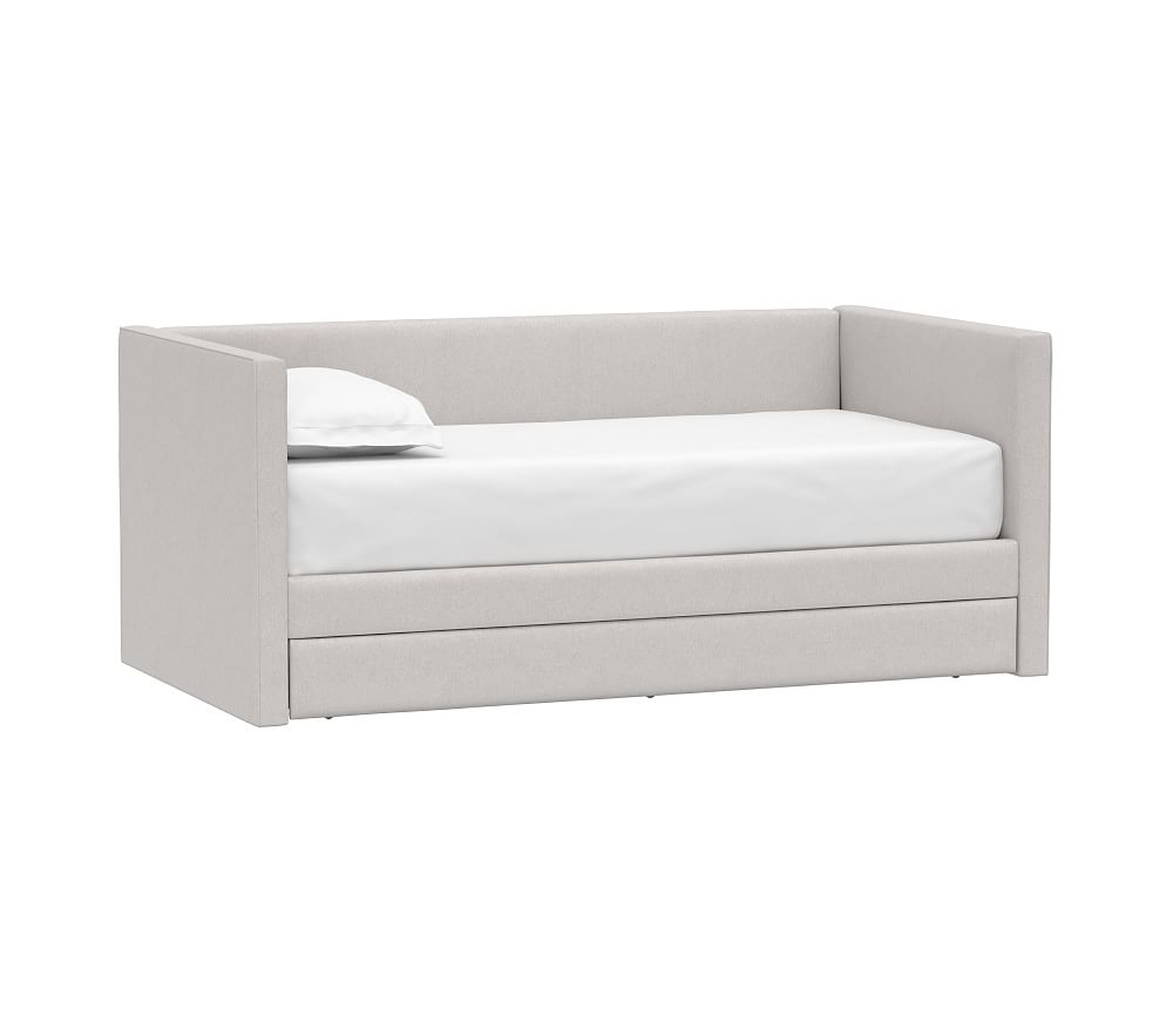 Carter Square Daybed Bed w/ Trundle, Twin, Brushed Chenille, Dove - Pottery Barn Kids