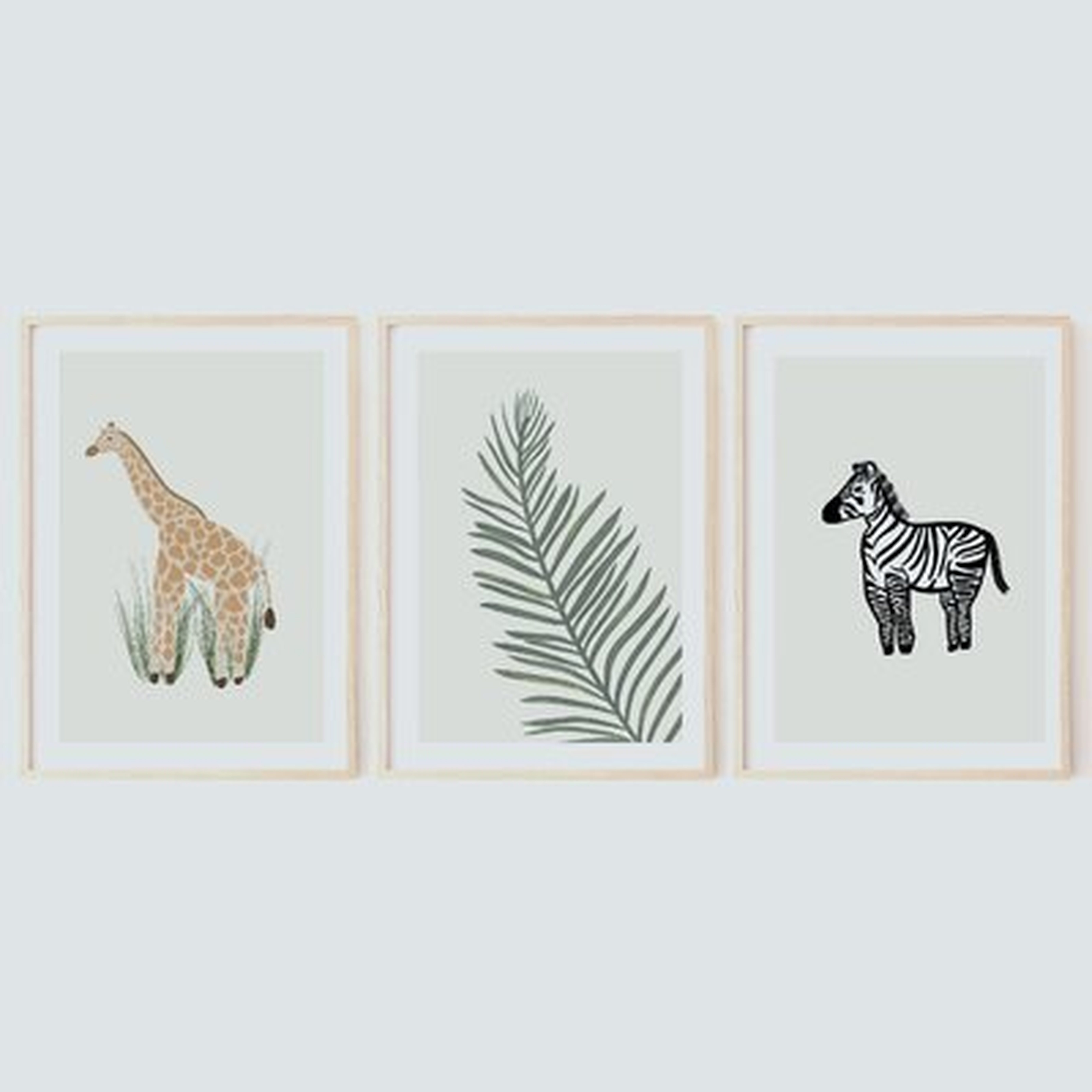 Safari Giraffe, Zebra, And Palm Leaf Art Prints (Set Of 3) For Nursery Room, Kids Bedroom And Playroom Wall Art - Wayfair