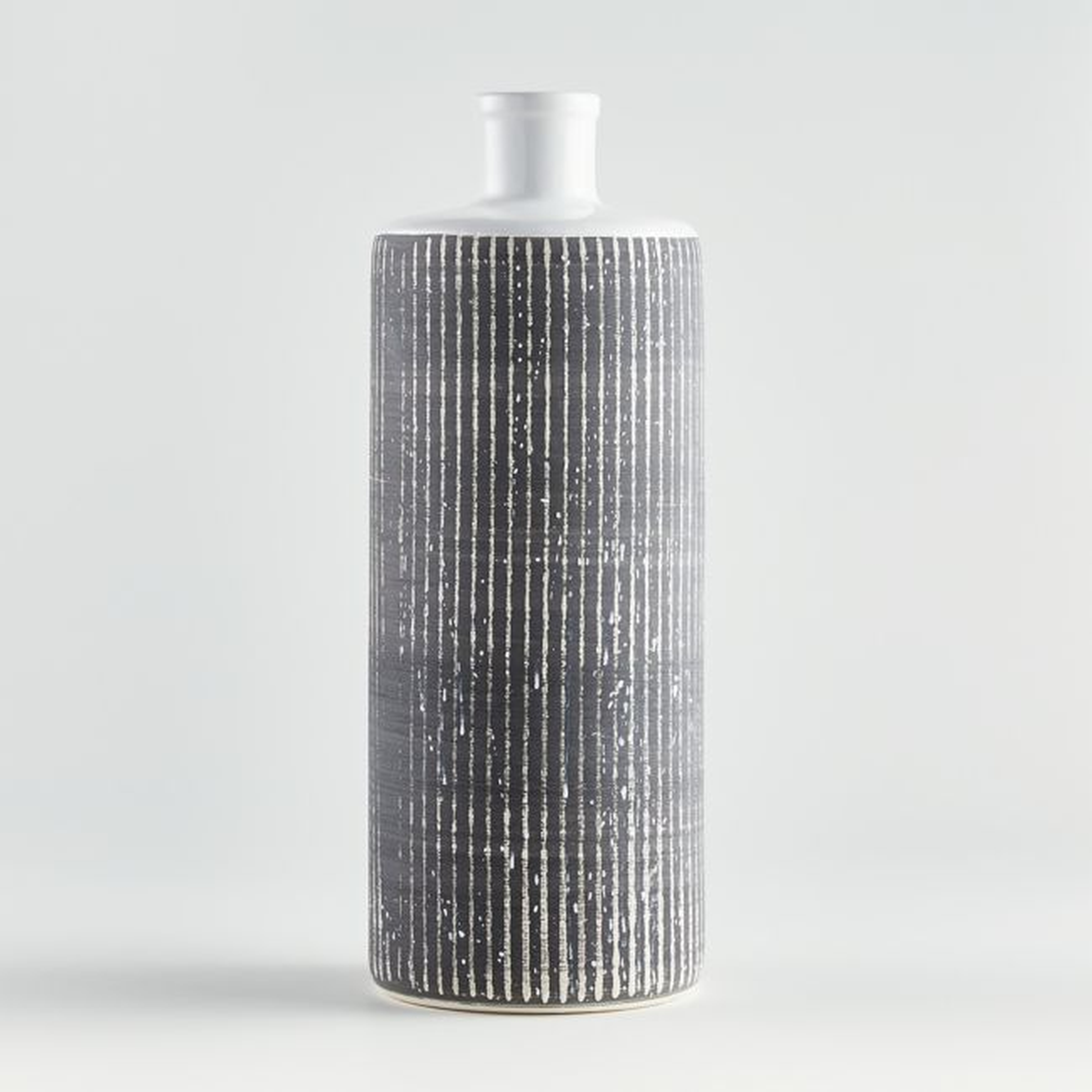 Elmslie Black-and-White Ceramic Bottle Vase - Crate and Barrel