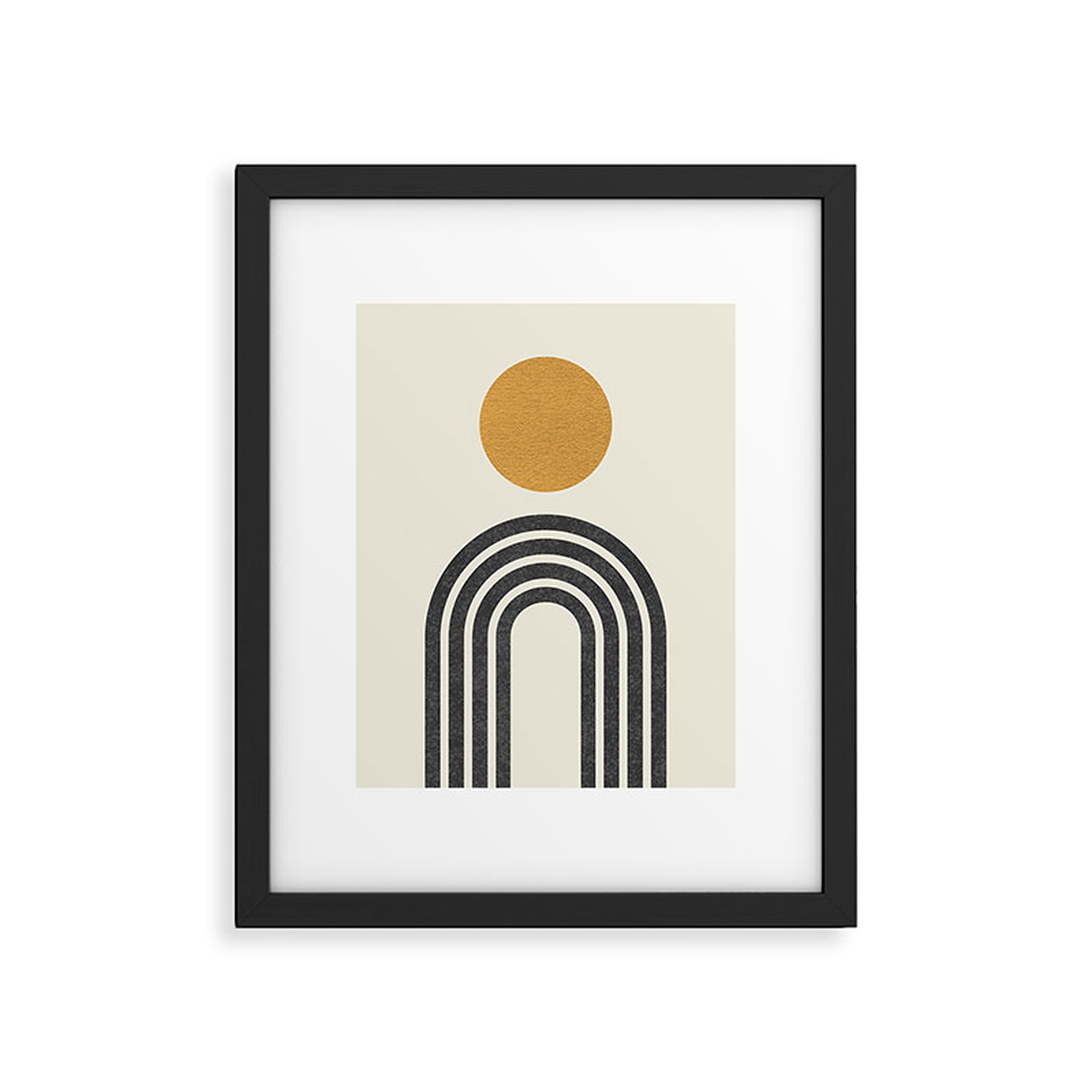 Mid Century Modern Gold Sun by MoonlightPrint - Framed Art Print Modern Black 13" x 19" - Deny Designs