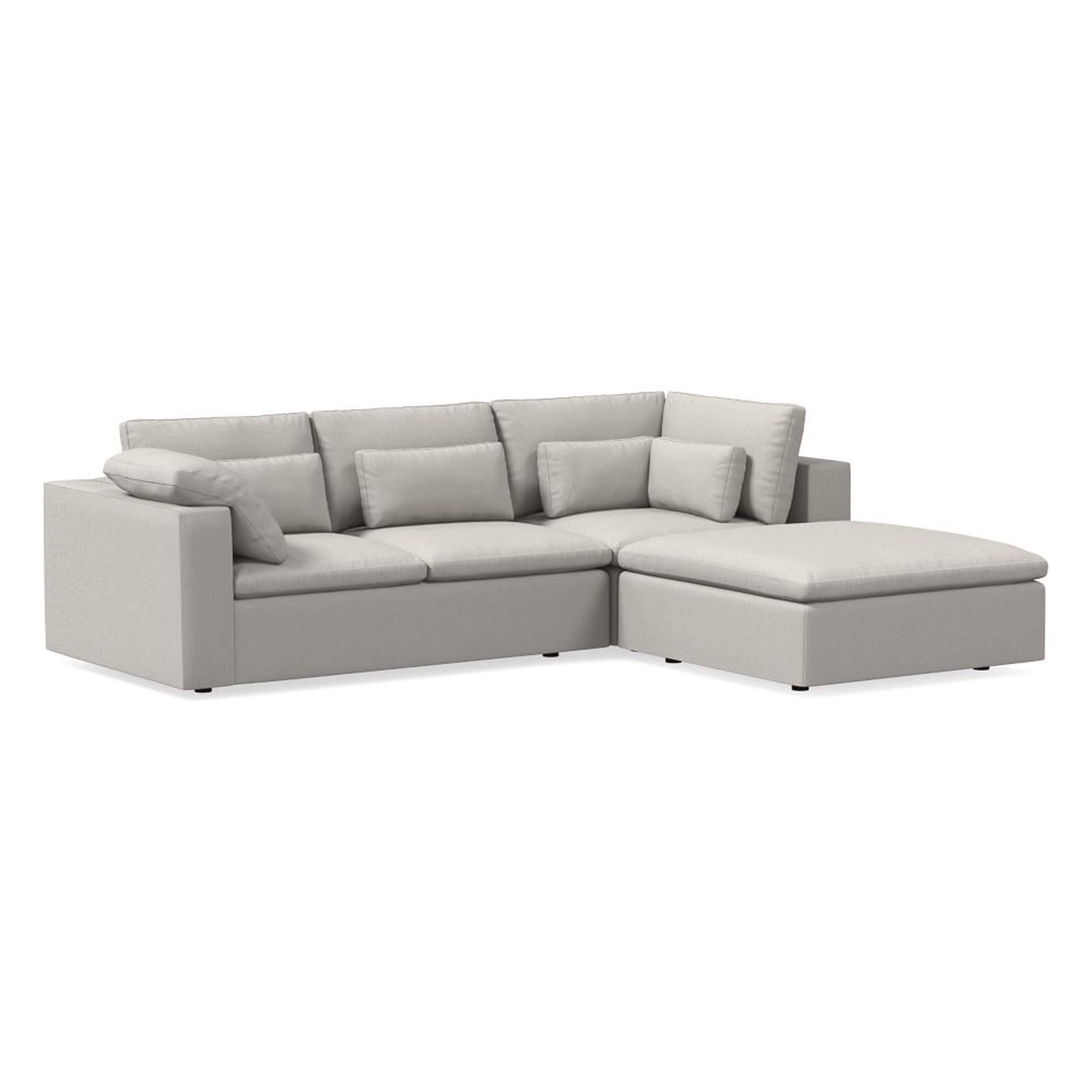 Harmony Mod 122" Right Ottoman Multi-seat 3-Pc Sect Performance Yarn Dyed Linen Weave Frost Gray - West Elm