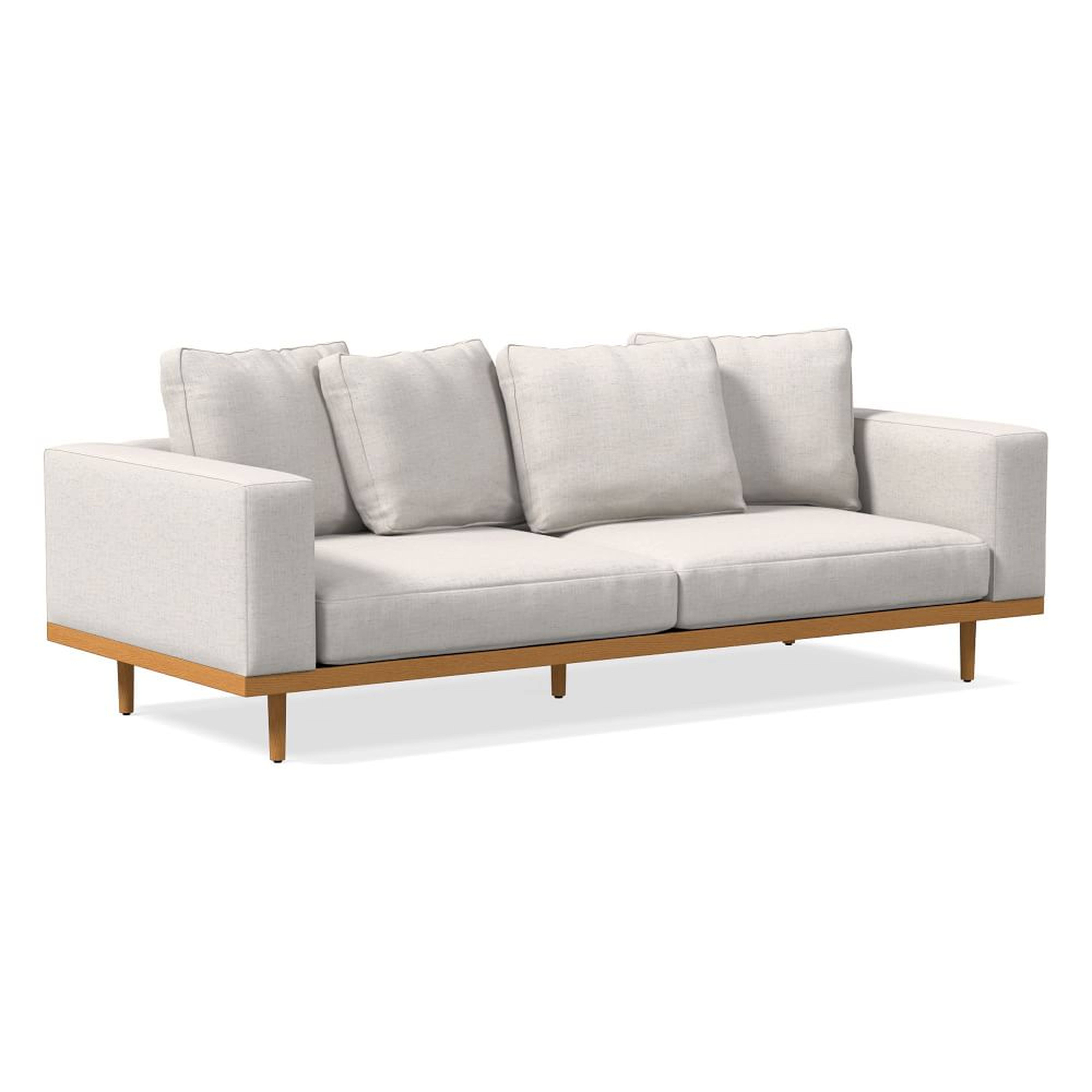 Newport 94" Toss-Back Cushion Sofa, Performance Coastal Linen, White, Almond - West Elm