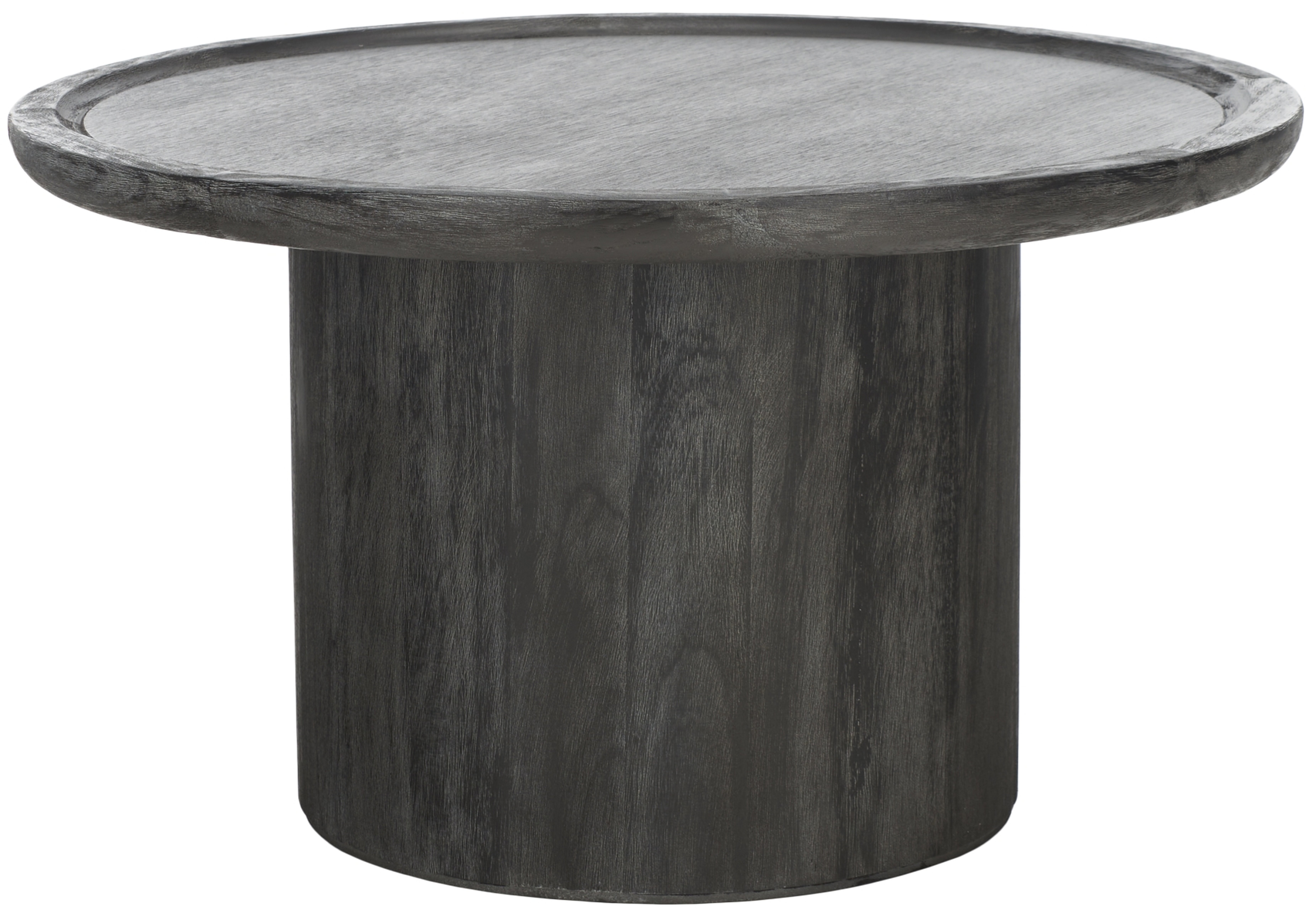 Devin Round Coffee Table - Black With White Wash Distress - Safavieh - Safavieh
