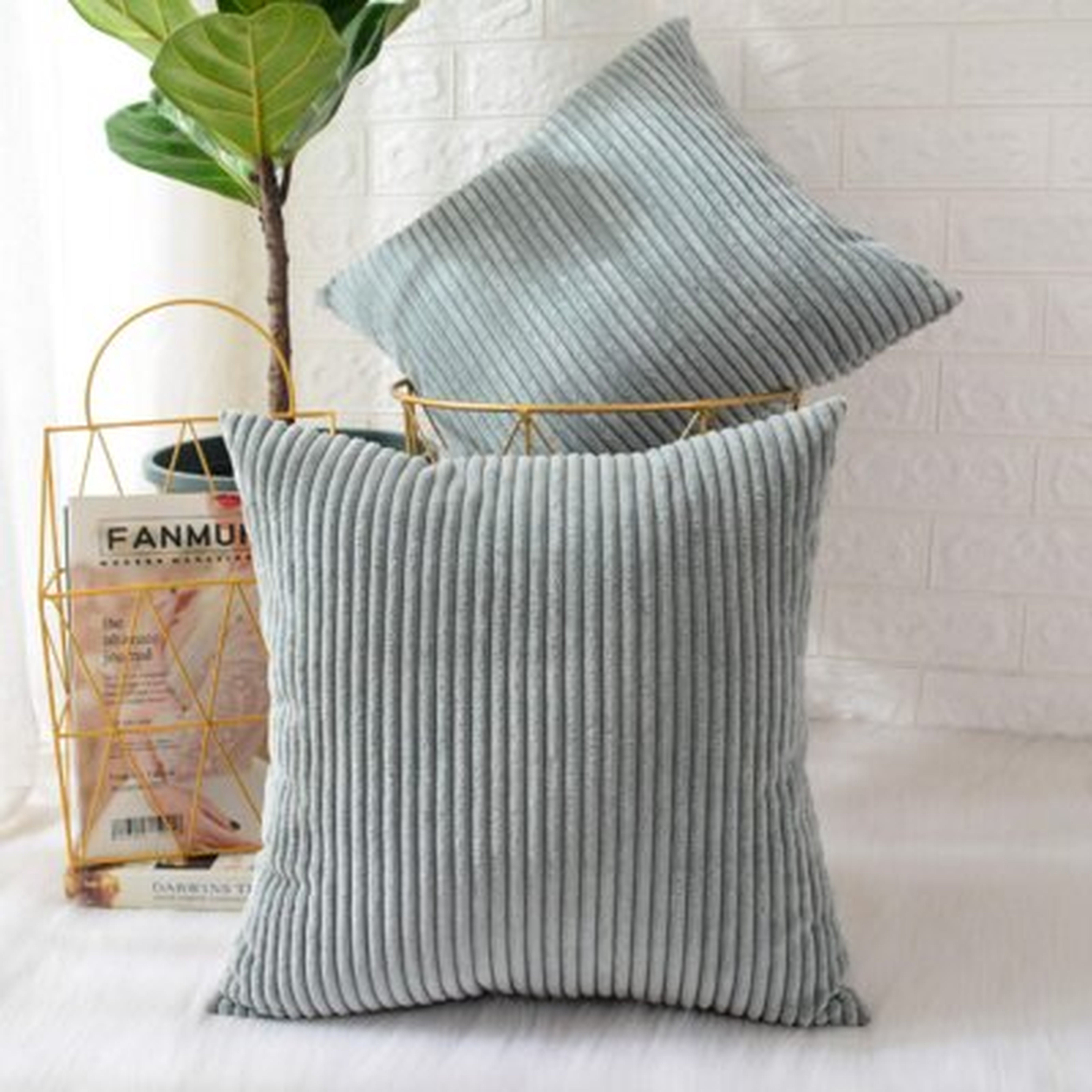 Ayedin Square Throw Pillow Cover (Set of 2) - GRAY BLUE - Wayfair