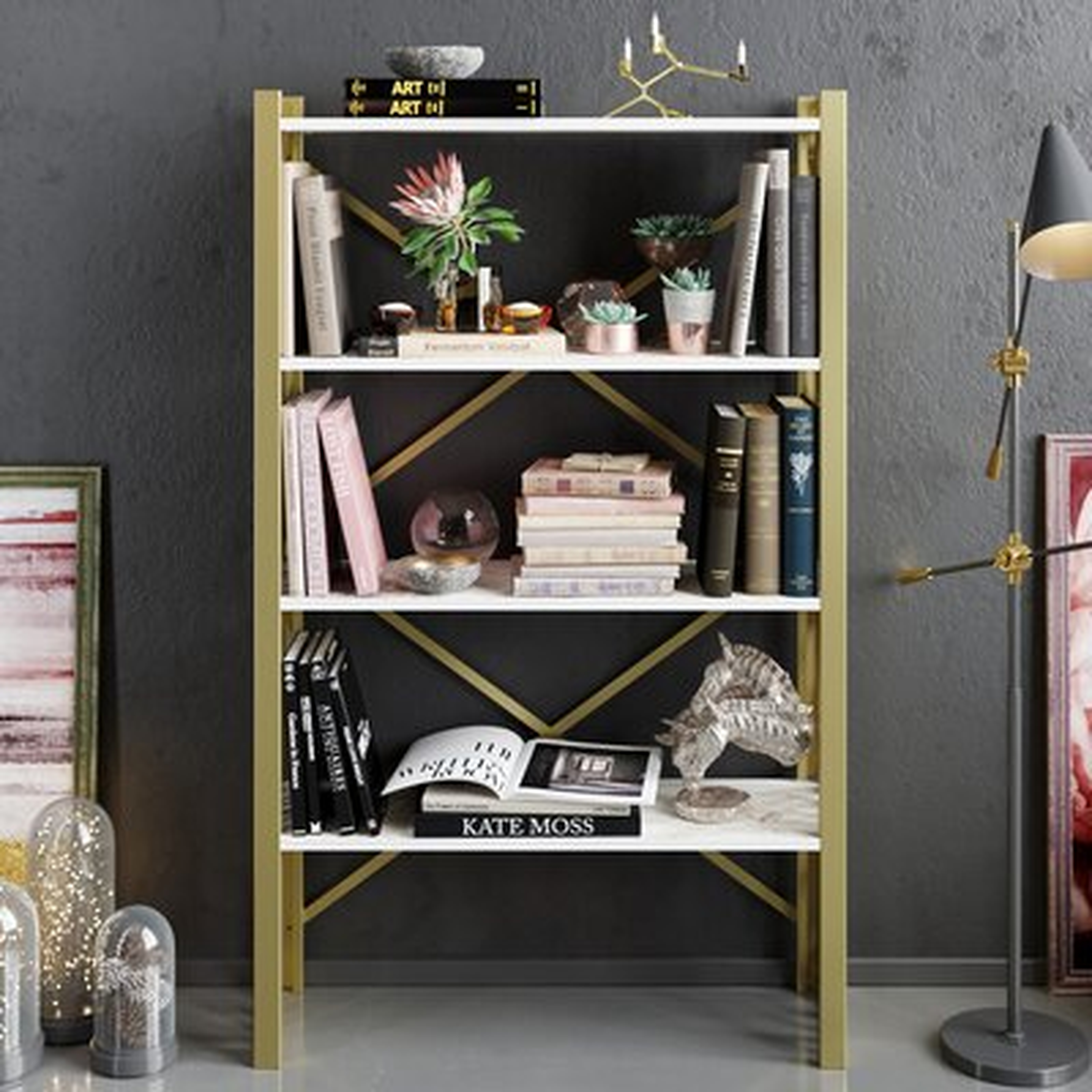 Kenison 58" H x 35" W Metal Etagere Bookcase - Wayfair