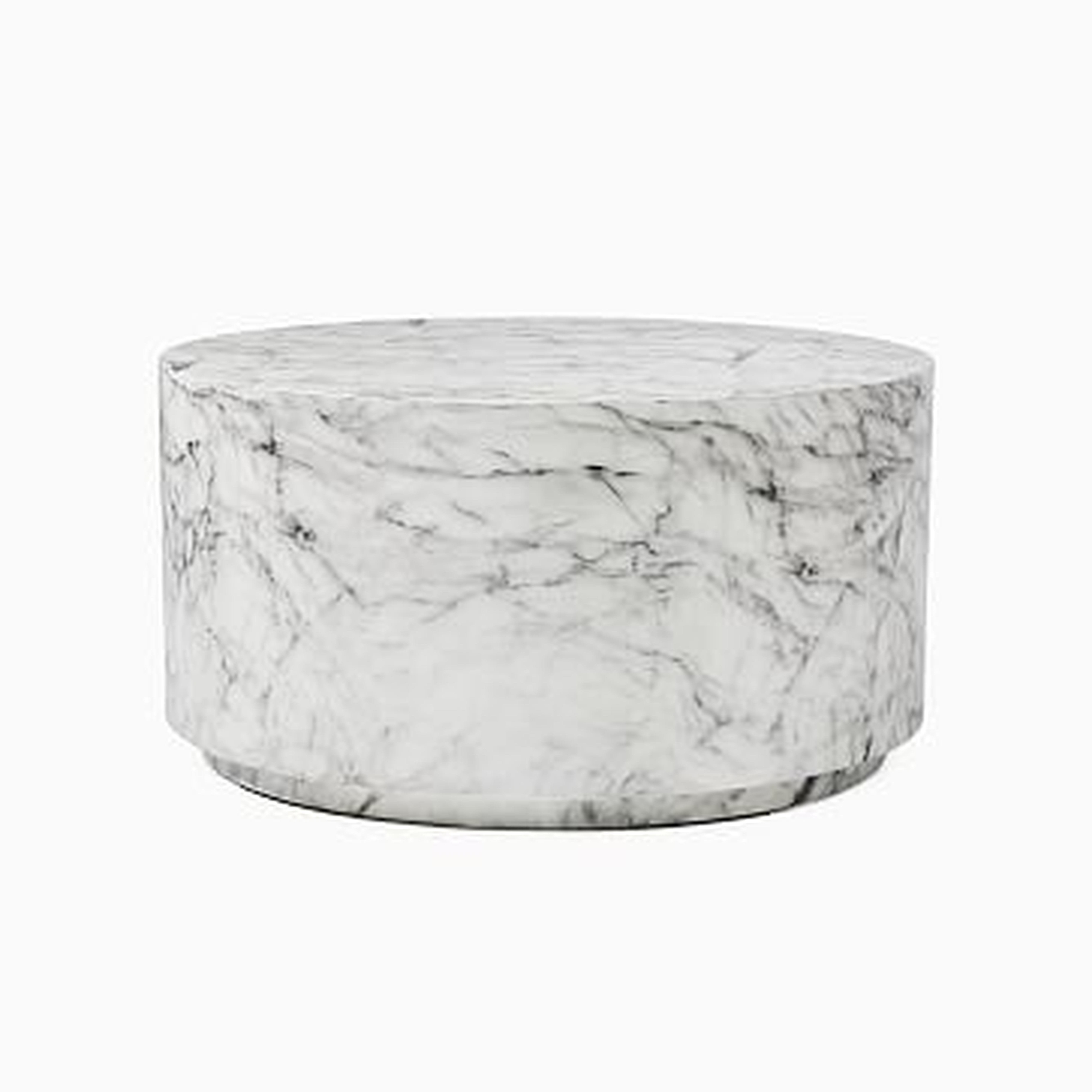 Marbled Drum Coffee Table, White, 32" Round - West Elm