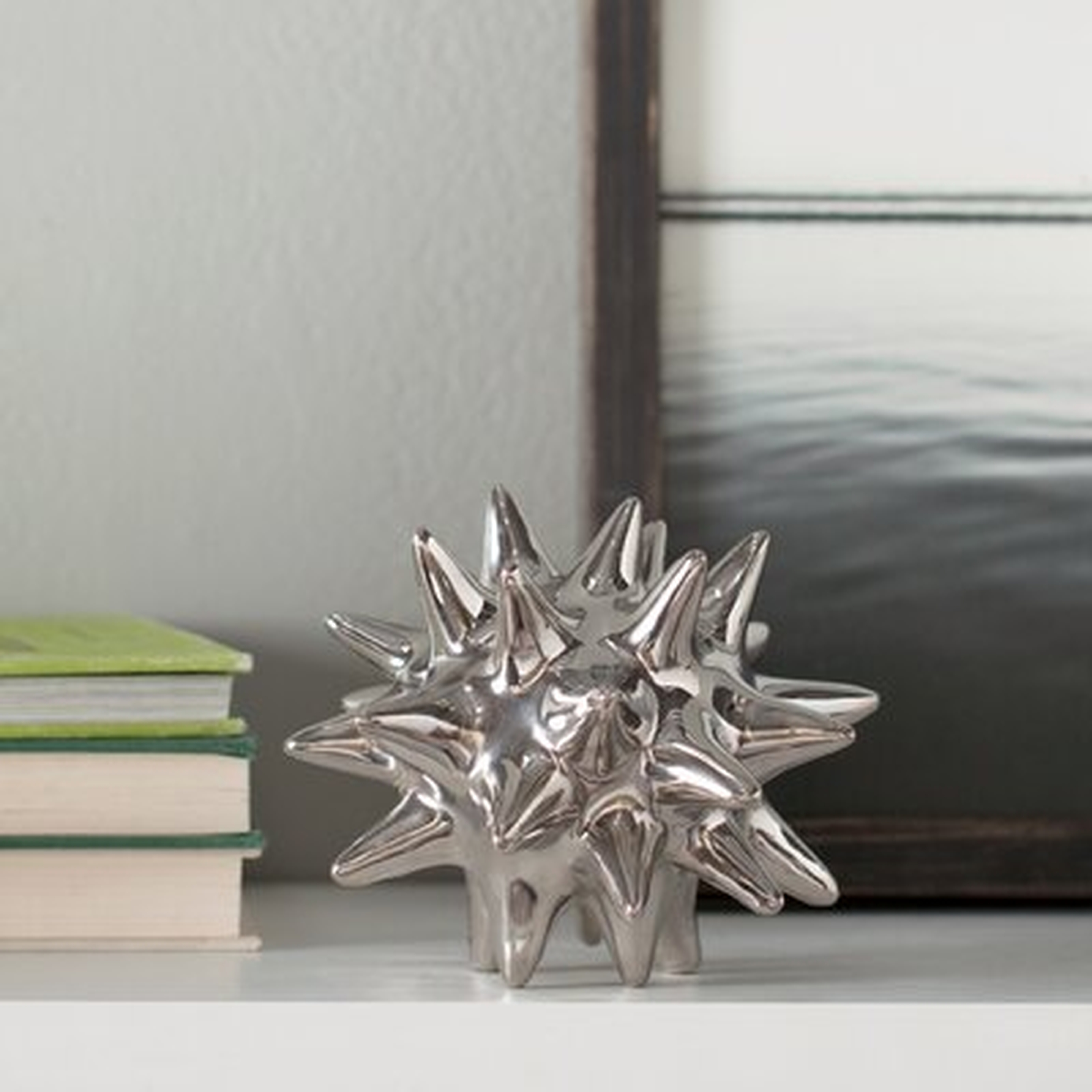 Hamblen Urchin Shiny Silver Object, 7" H x 7" W x 7" D - Wayfair
