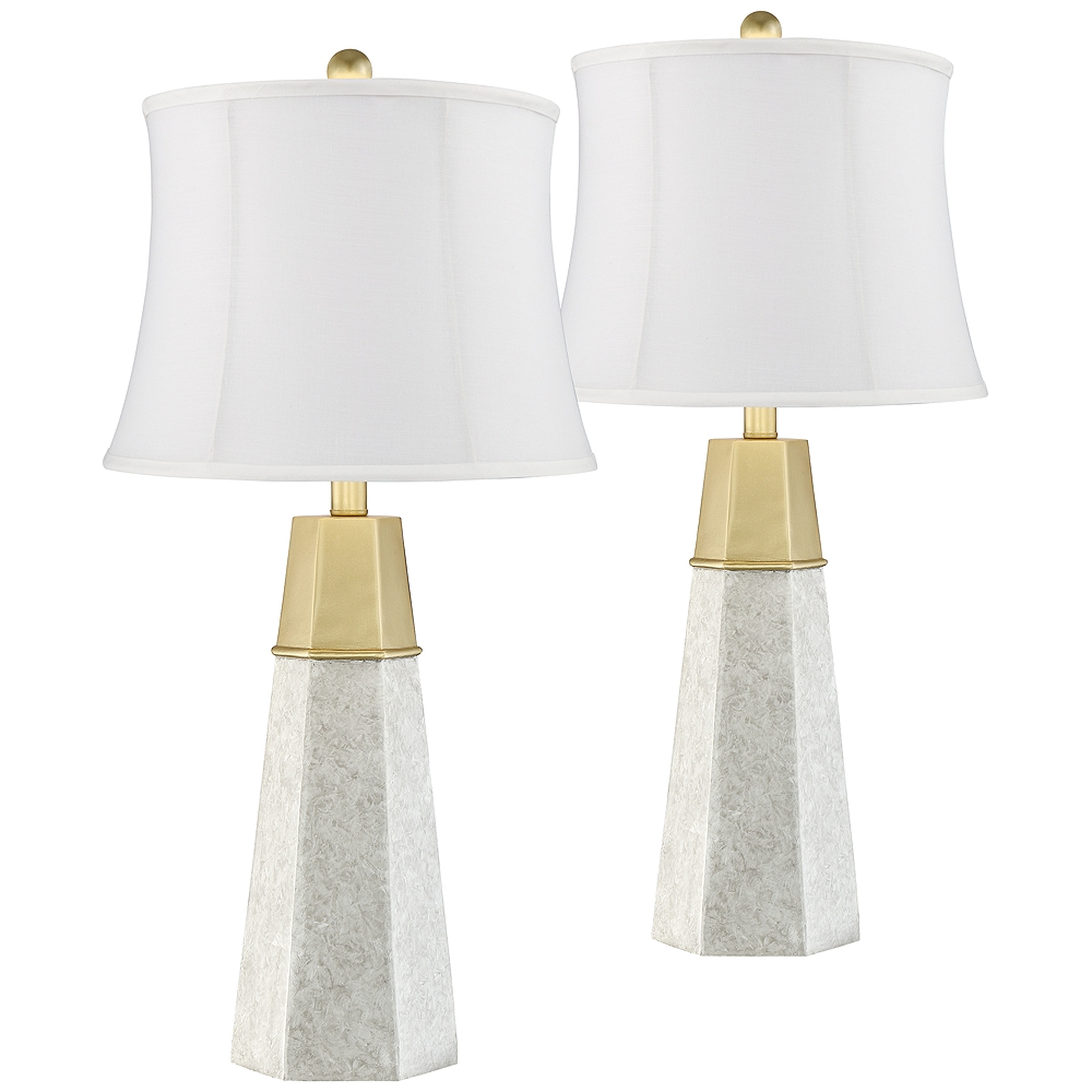 Julie Tapered Column Cream Shade Table Lamps Set of 2 - Style # 96P31 - Lamps Plus
