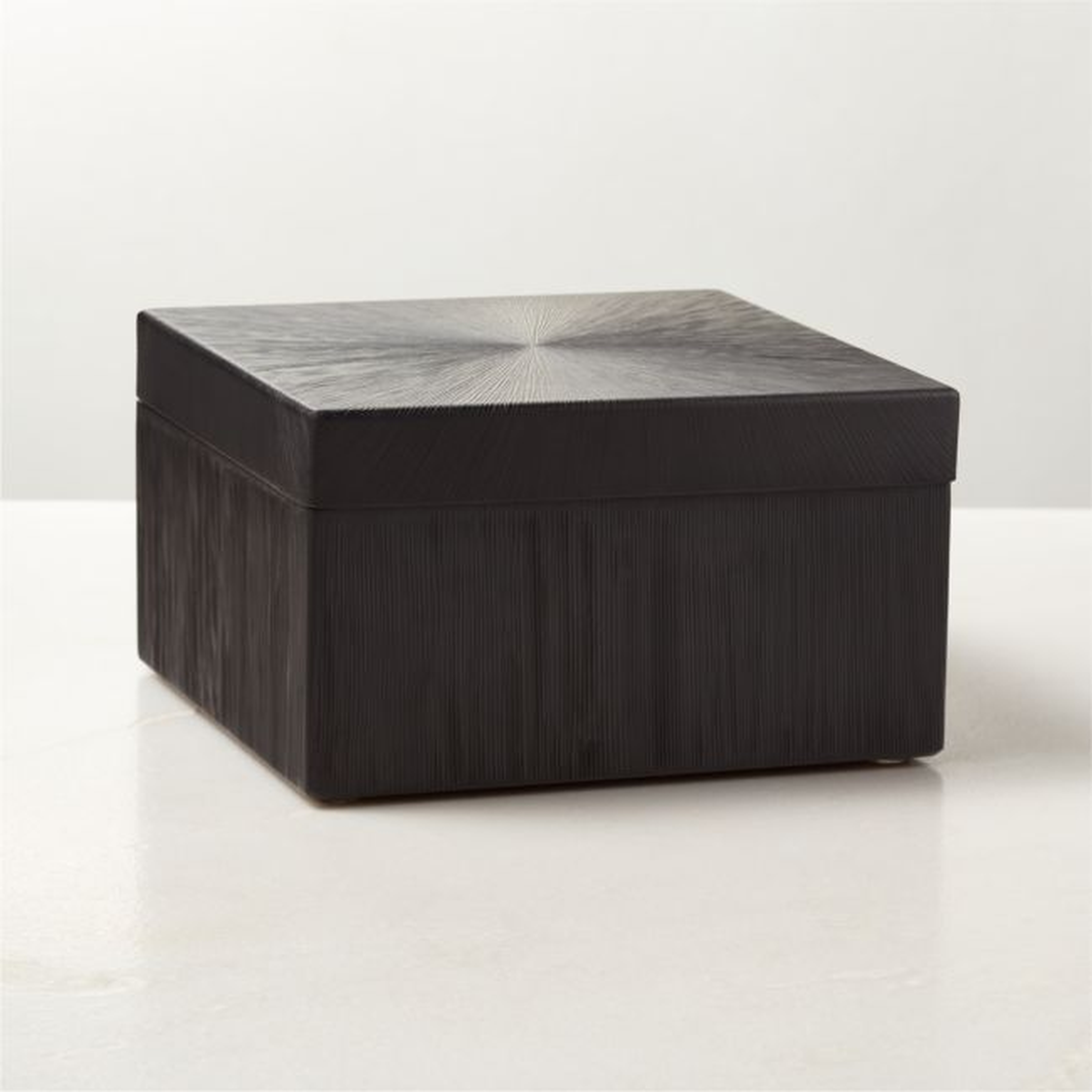 Karlo Chiseled Black Metal Storage Box Small - CB2