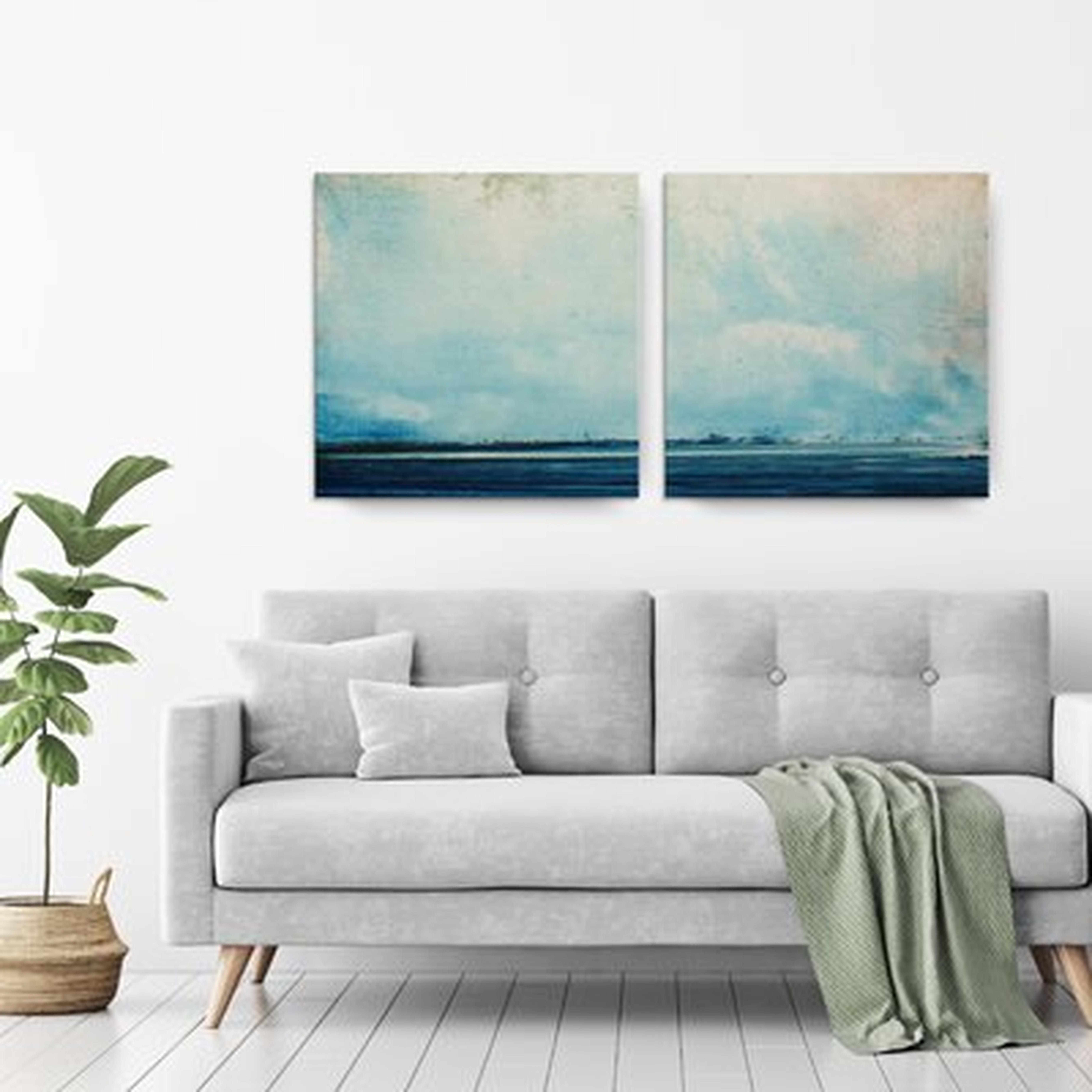 'Abstract Landscape' 2 Piece Wrapped Canvas Print Set on Canvas - Birch Lane