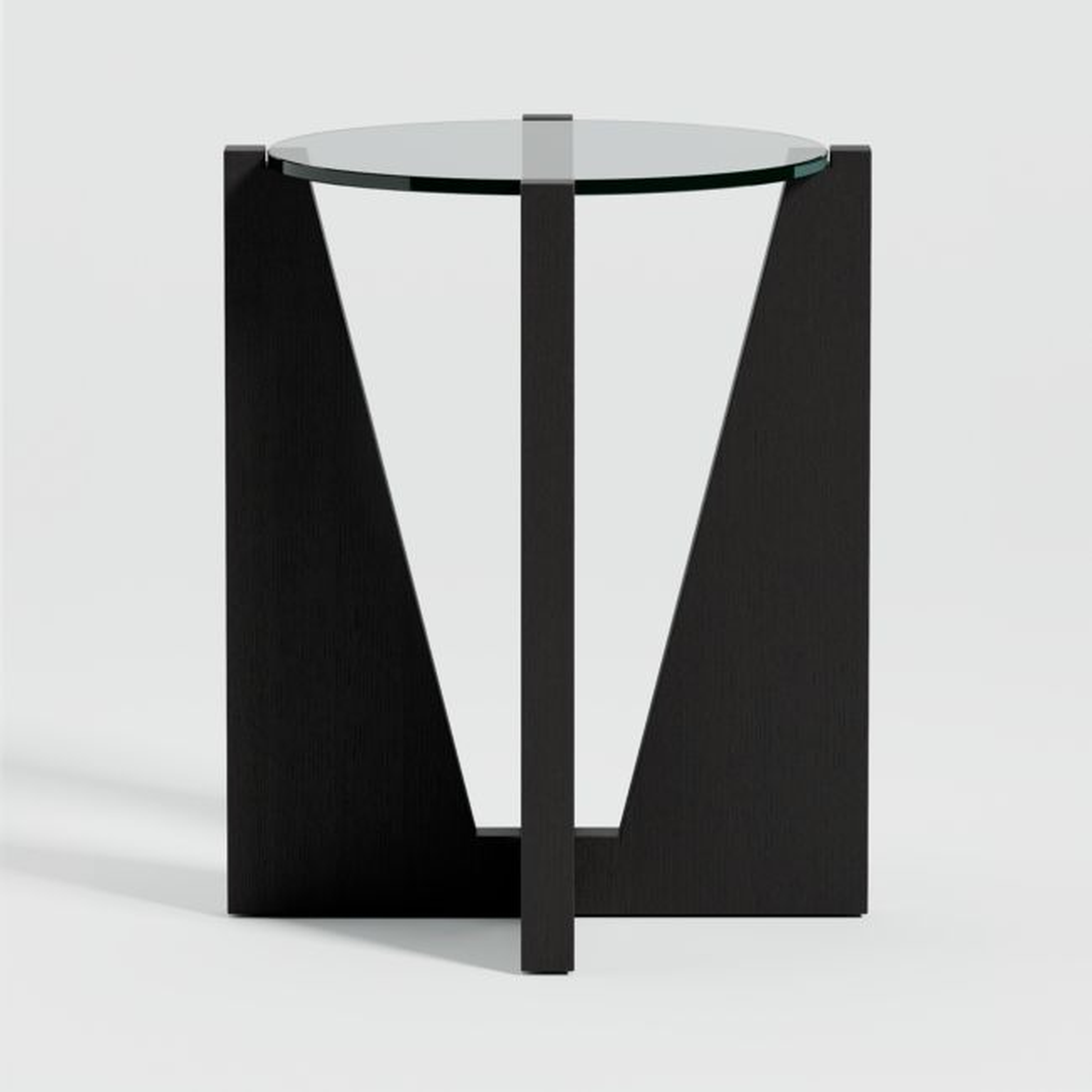 Miro Glass End Table with Black Ebonized White Oak Wood Base - Crate and Barrel