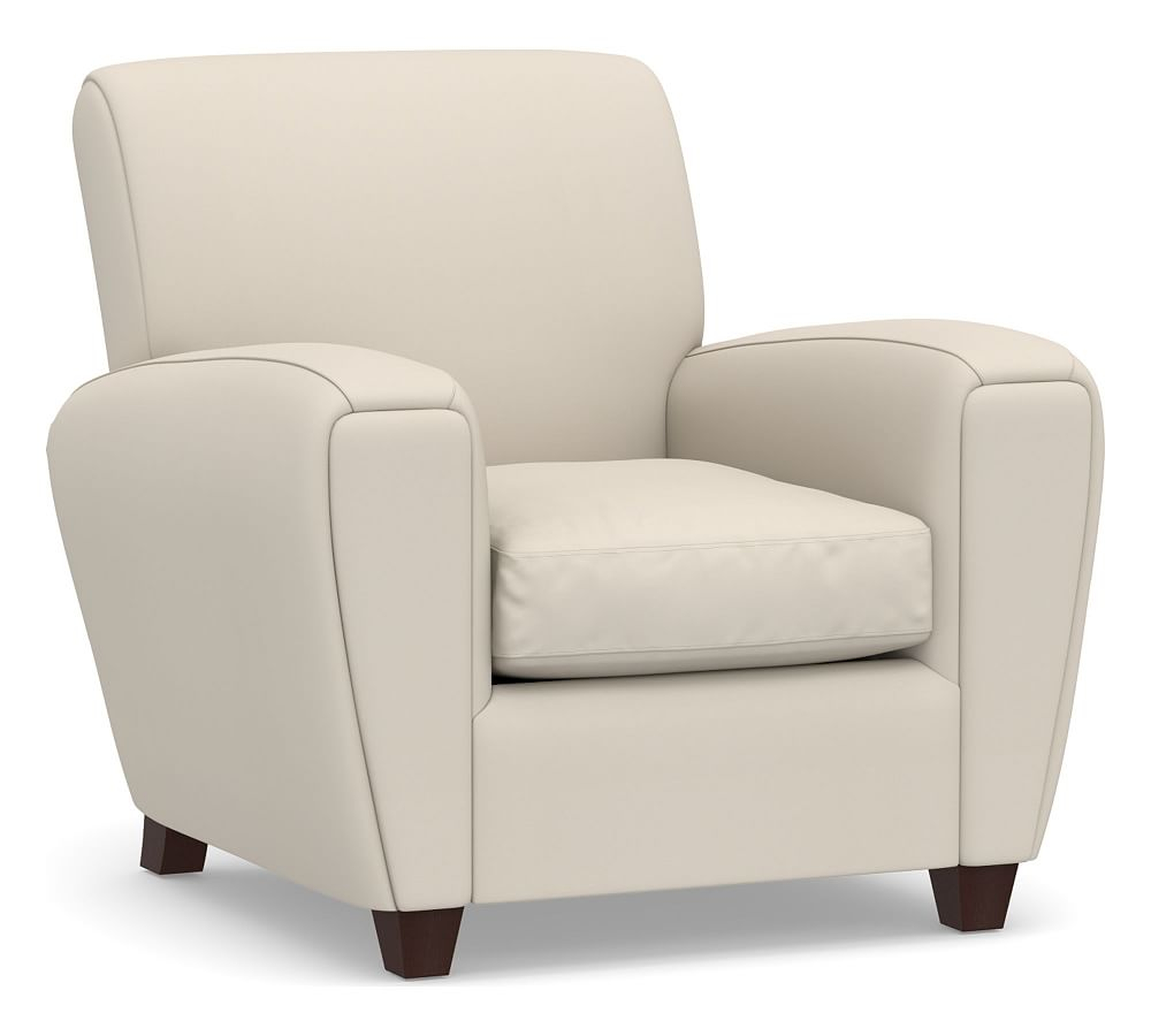 Manhattan Square Arm Upholstered Armchair, Polyester Wrapped Cushions, Twill Cream - Pottery Barn