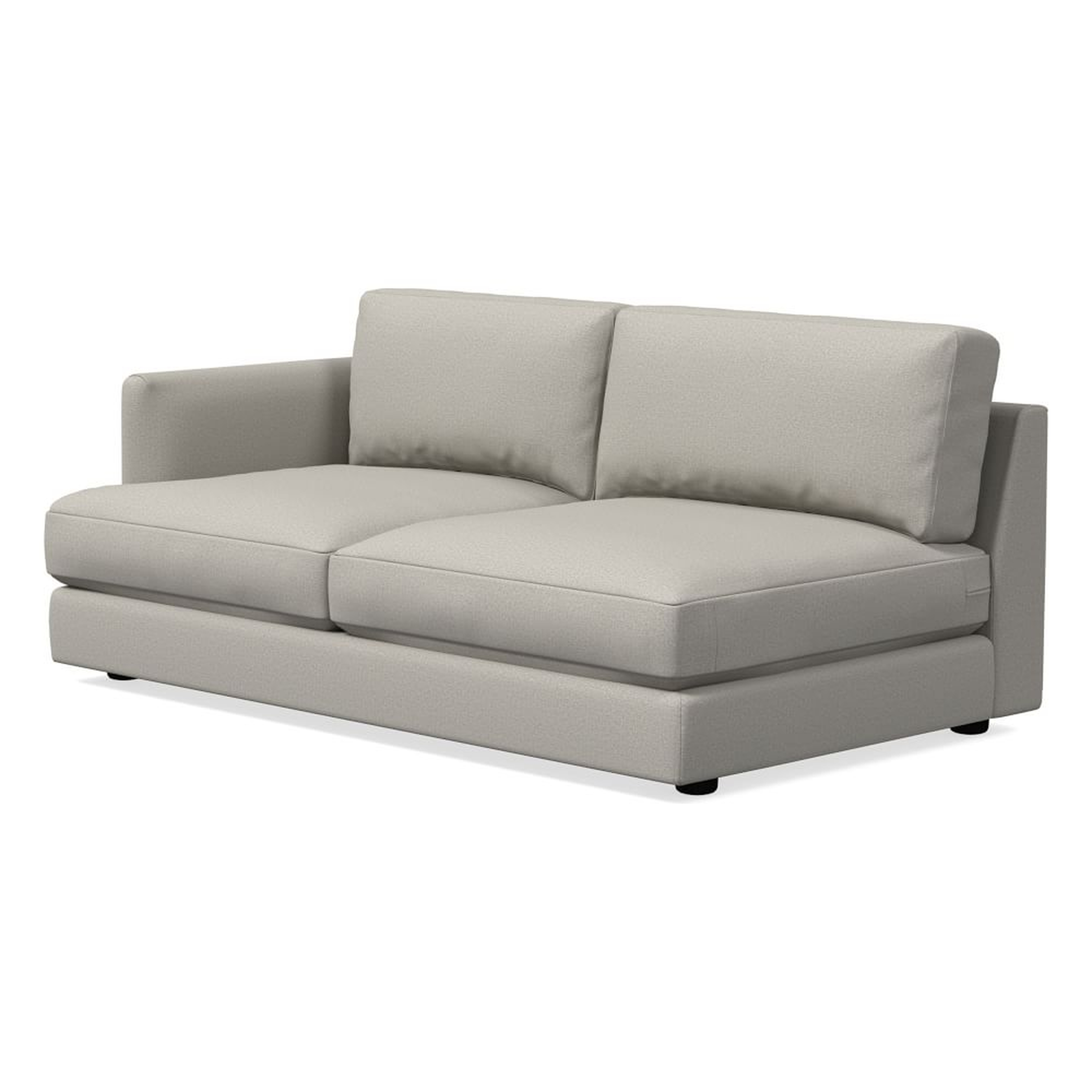 Haven Left Arm 2 Seater Sofa, Poly, Performance Basket Slub, Pearl Gray, Concealed Supports - West Elm