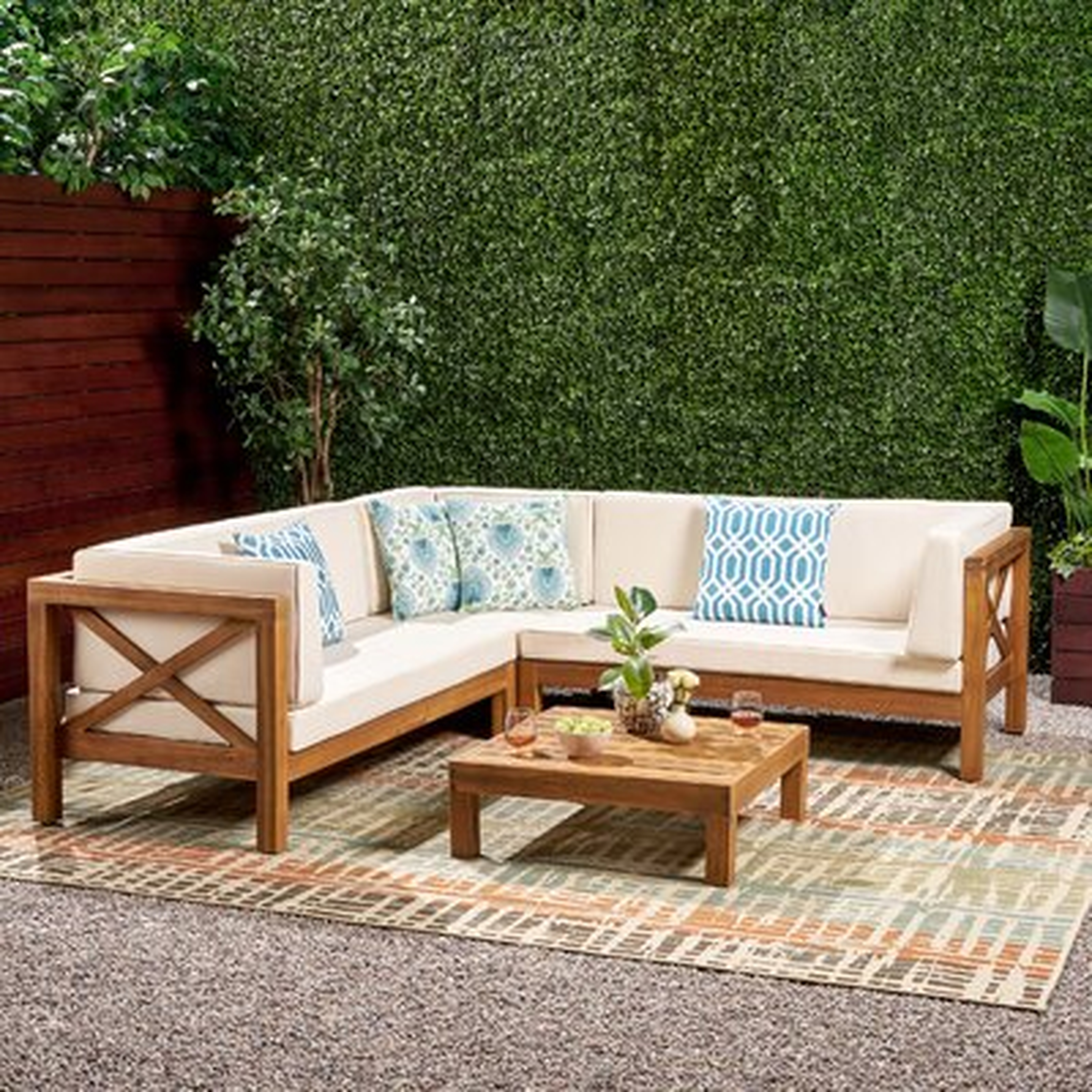Ansel 4 Piece Sectional Seating Sofa Set with Sunbrella Cushions - Wayfair