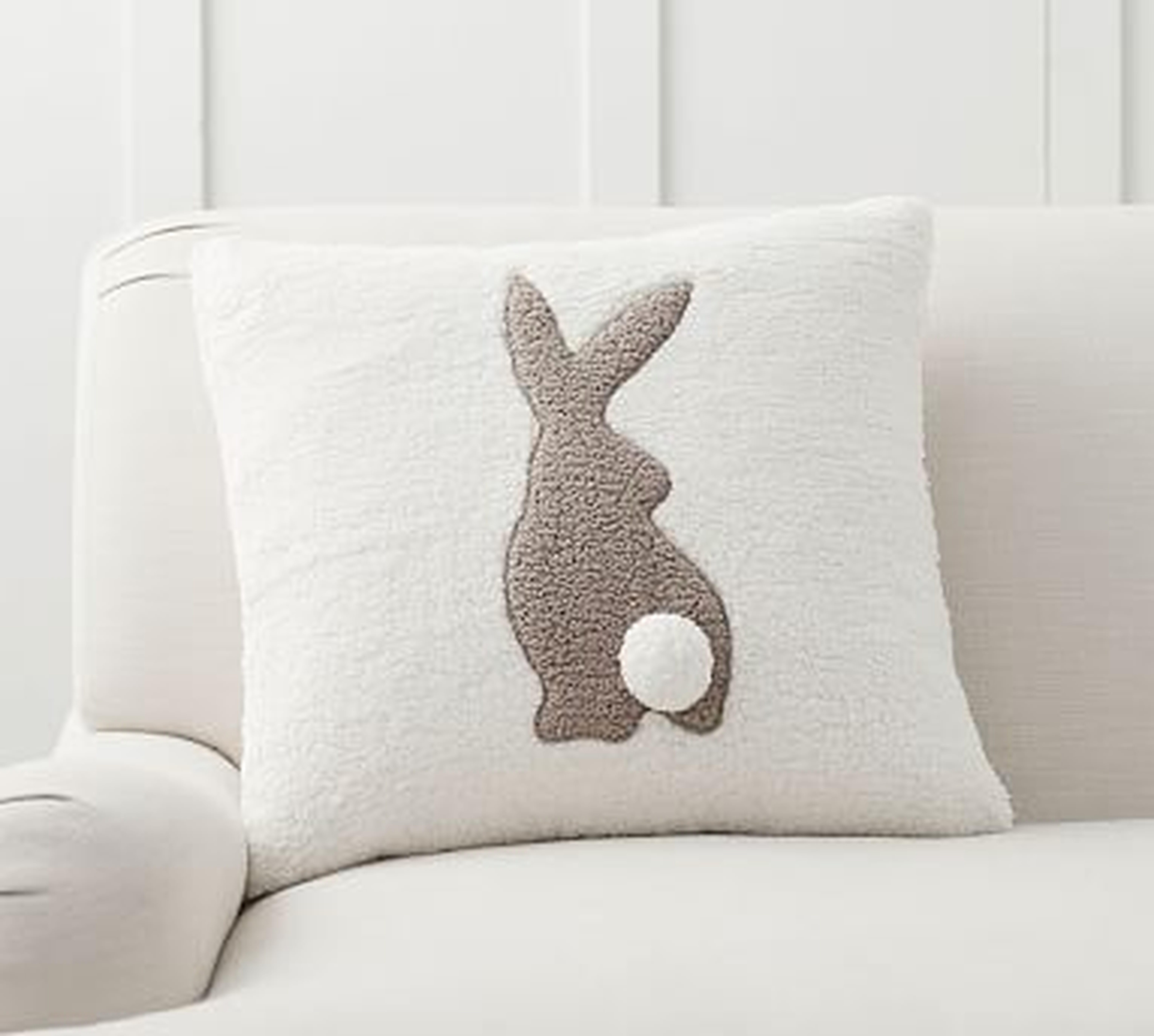 Pom Pom Bunny Pillow Cover, 20", Neutral Multi - Pottery Barn