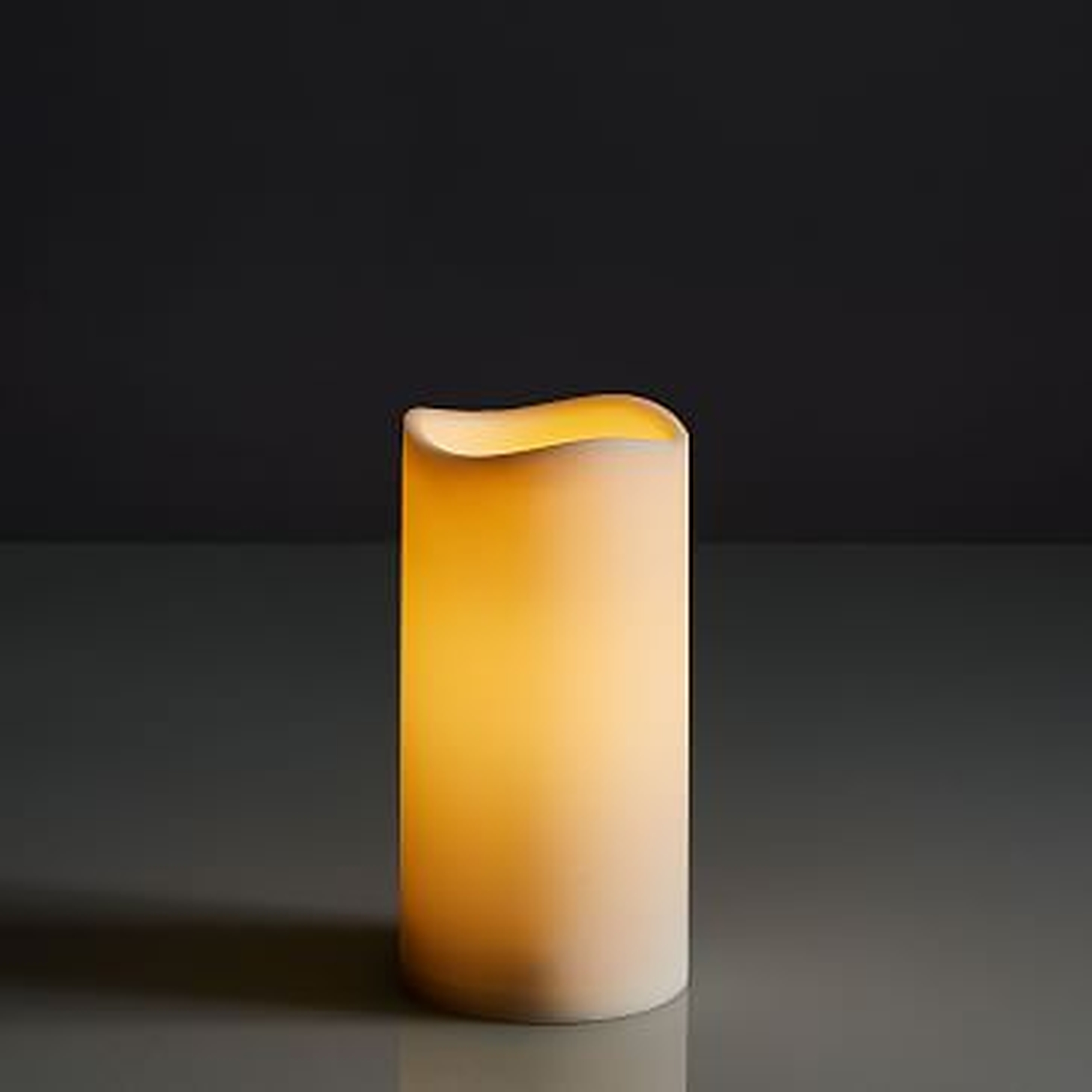 Indoor/Outdoor Flickering Flameless Pillar Candle, 4.5"x9", Ivory - West Elm