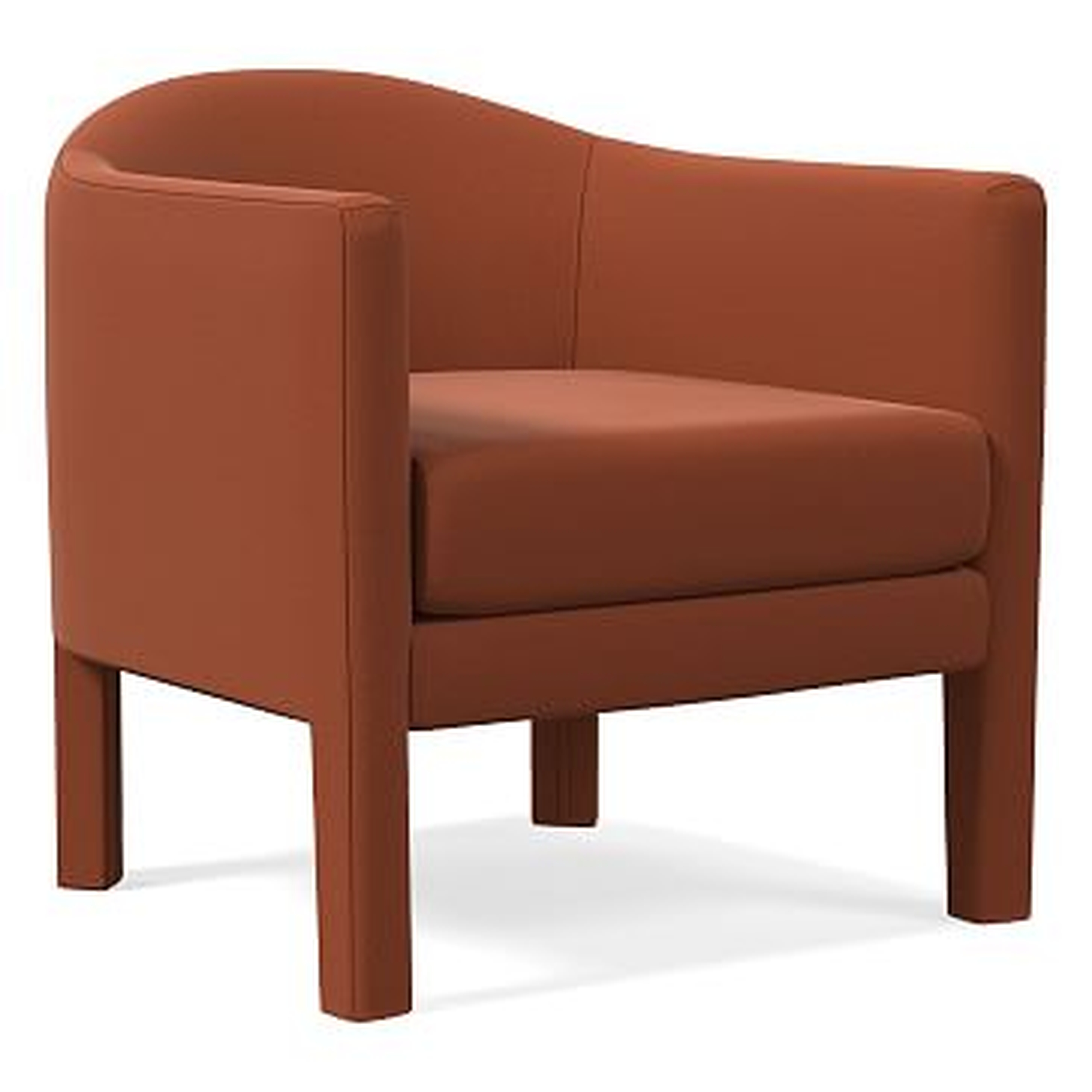 Isabella Upholstered Chair, Poly, Astor Velvet, Rust, Individual - West Elm