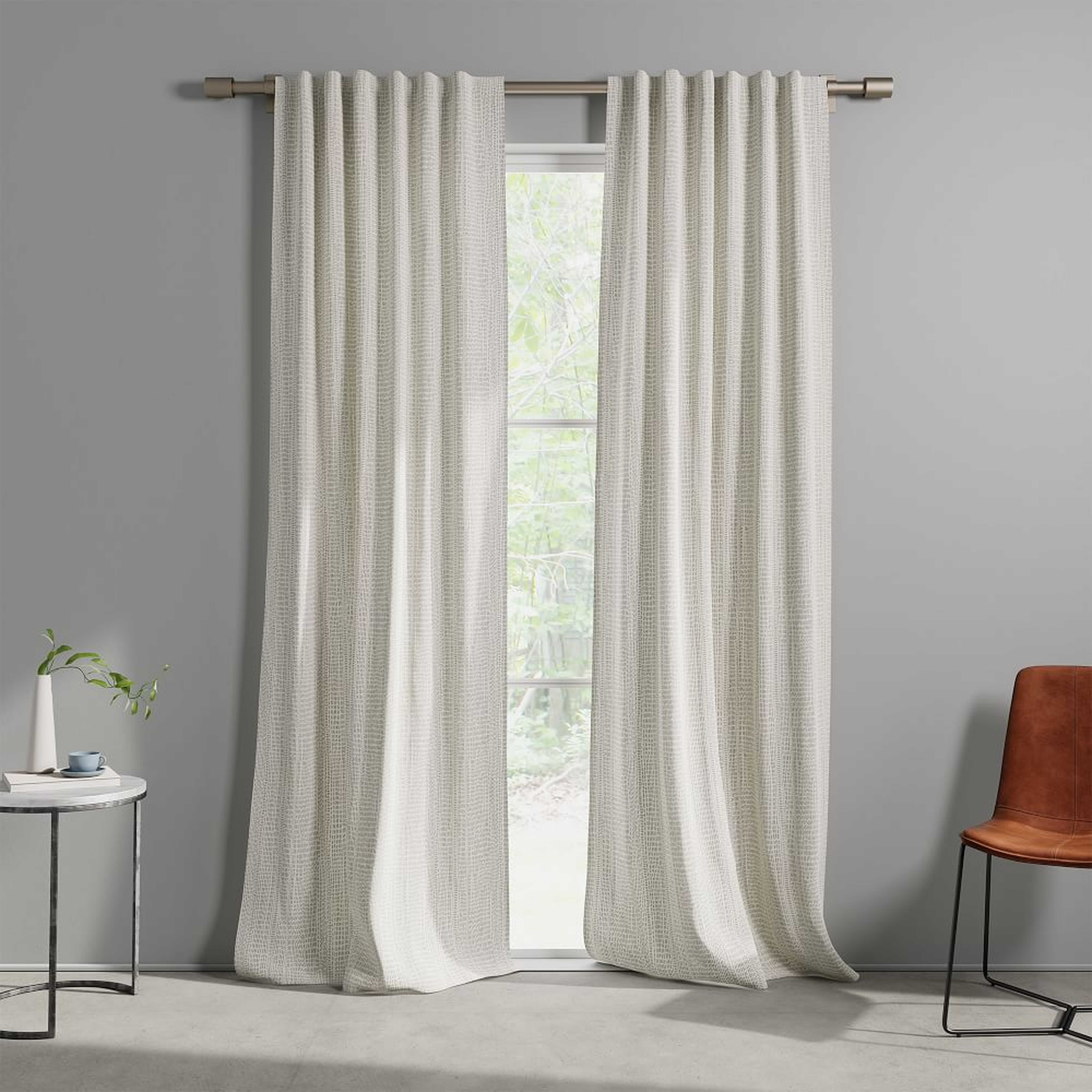 Cotton Canvas Bomu Curtain, Set of 2, Stone Gray, 48"x84" - West Elm