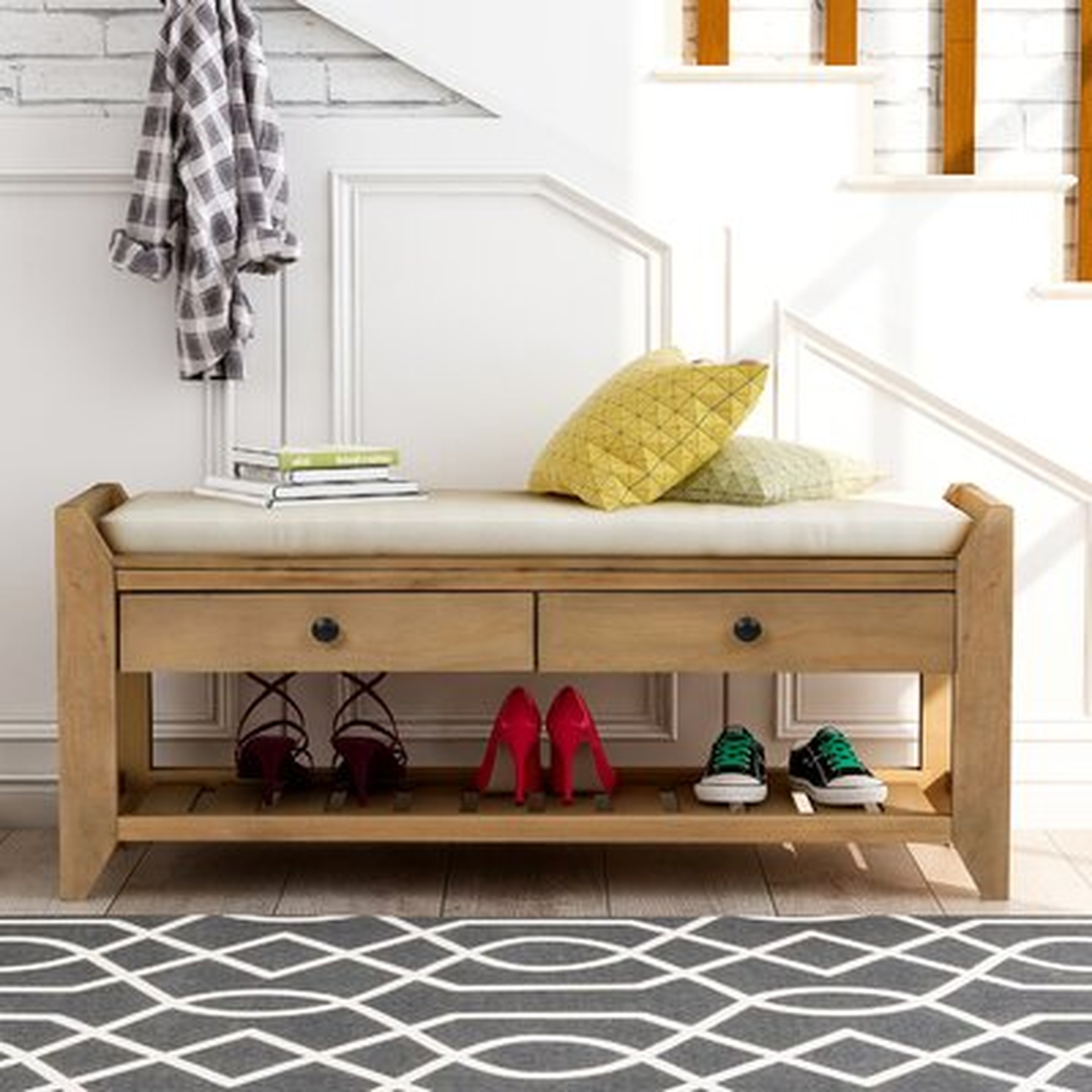 Alexandria Wood Storage Bench - Wayfair