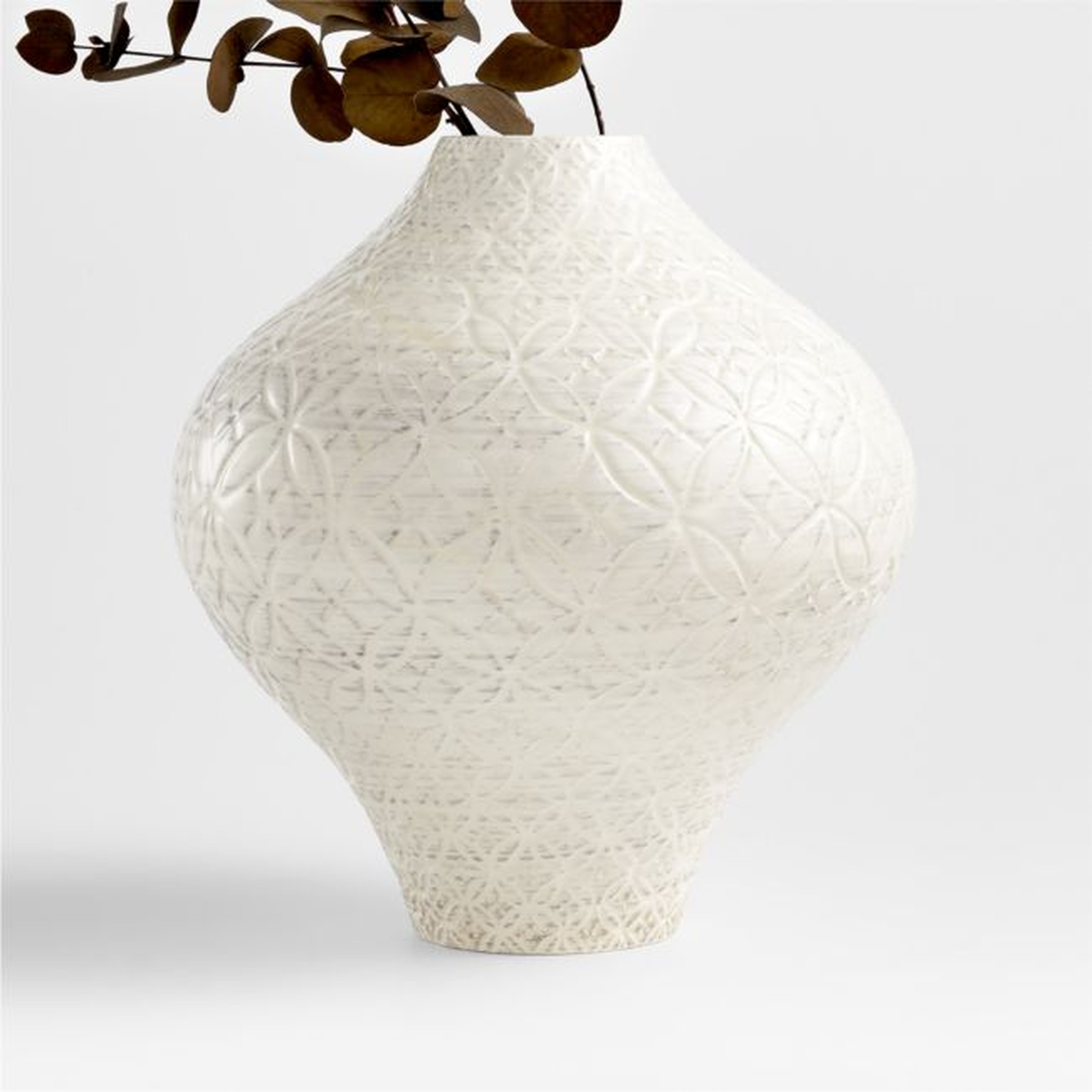 Geo White Ceramic Curved Vase 10" - Crate and Barrel