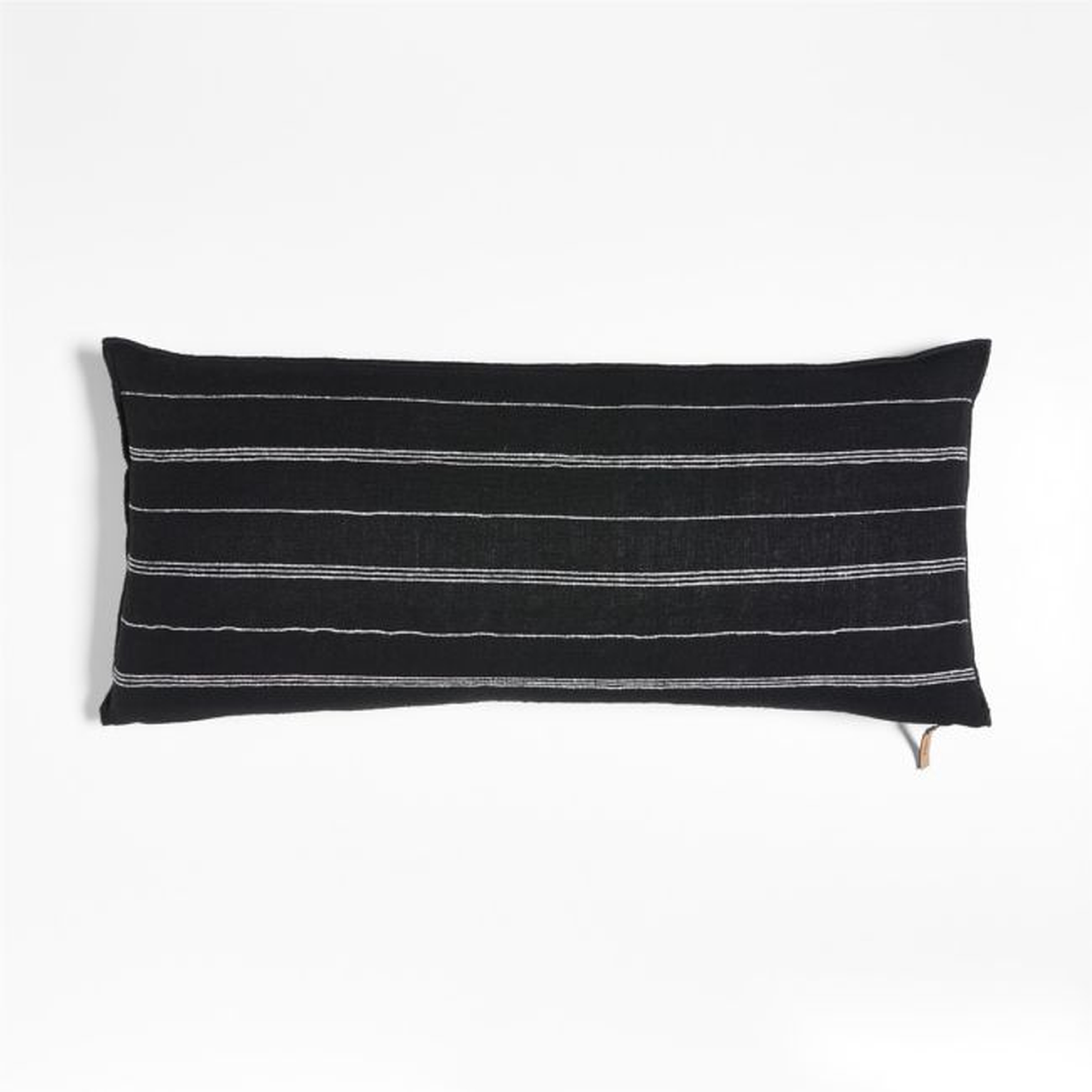 Chatou Organic Cotton Ink Black Stripe 36x16 Throw Pillow Cover - Crate and Barrel