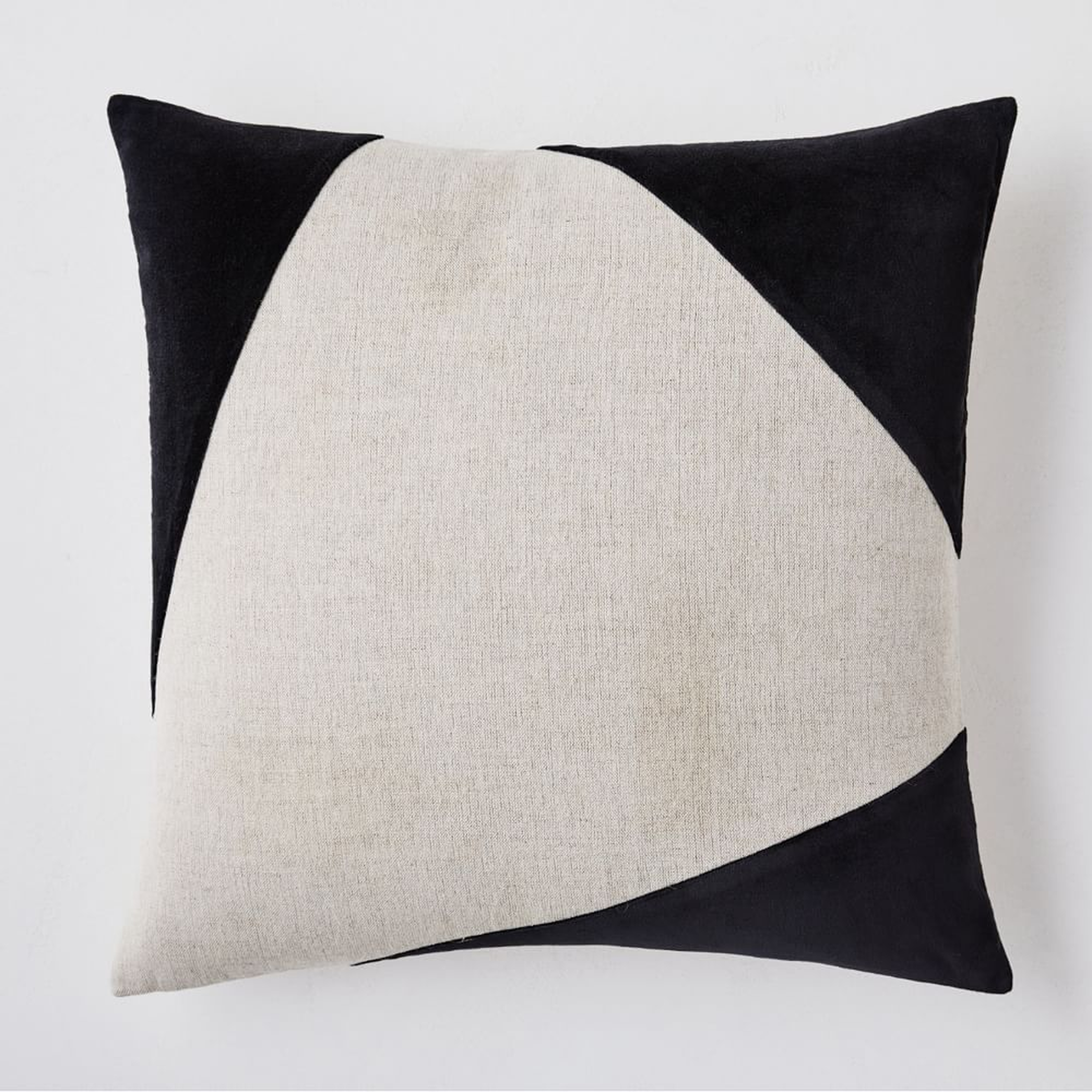 Cotton Linen + Velvet Corners Pillow Cover, 20"x20", Black, Set of 2 - West Elm
