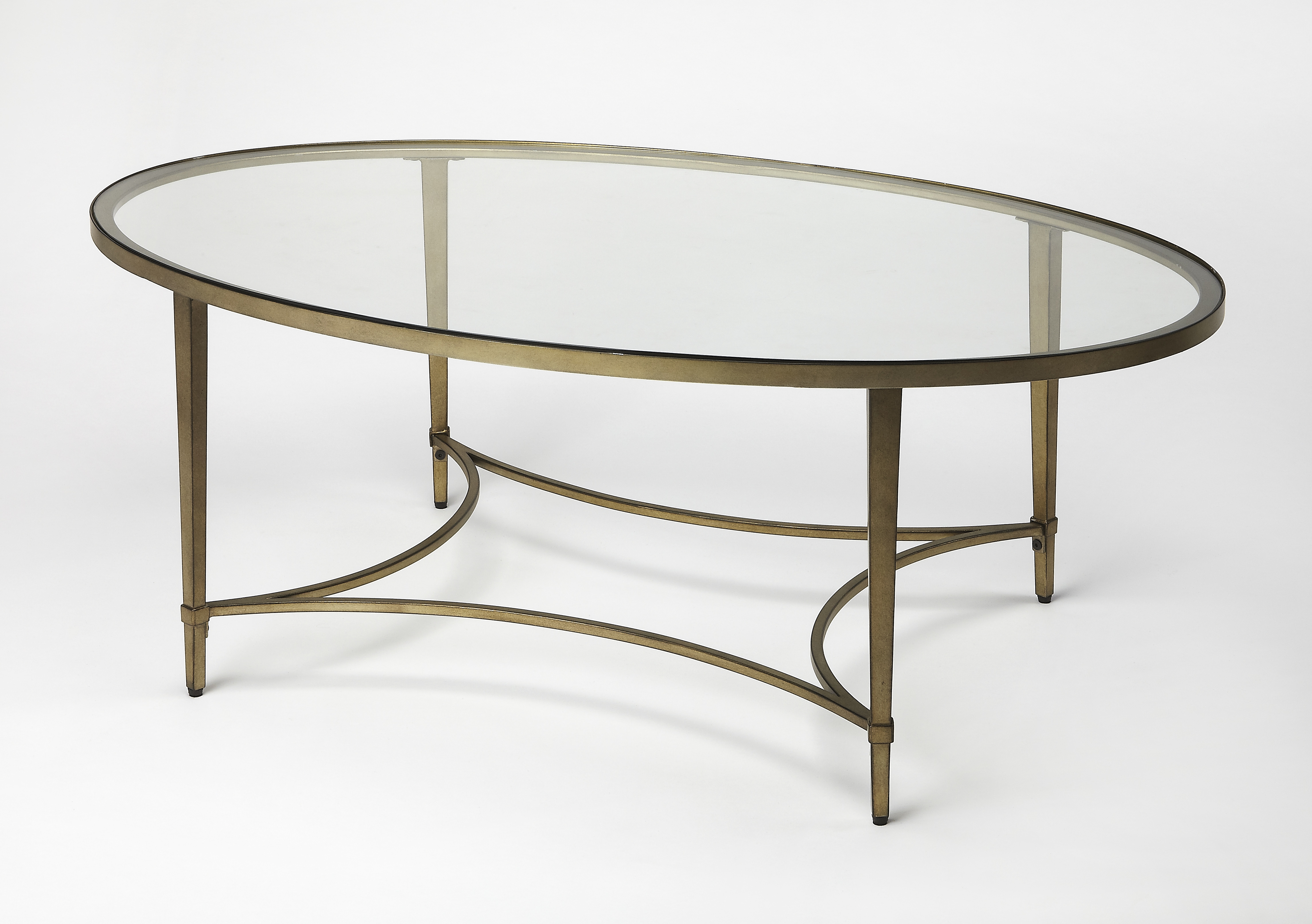Monica Antique Gold Oval Coffee Table - Butler Specialty Co.