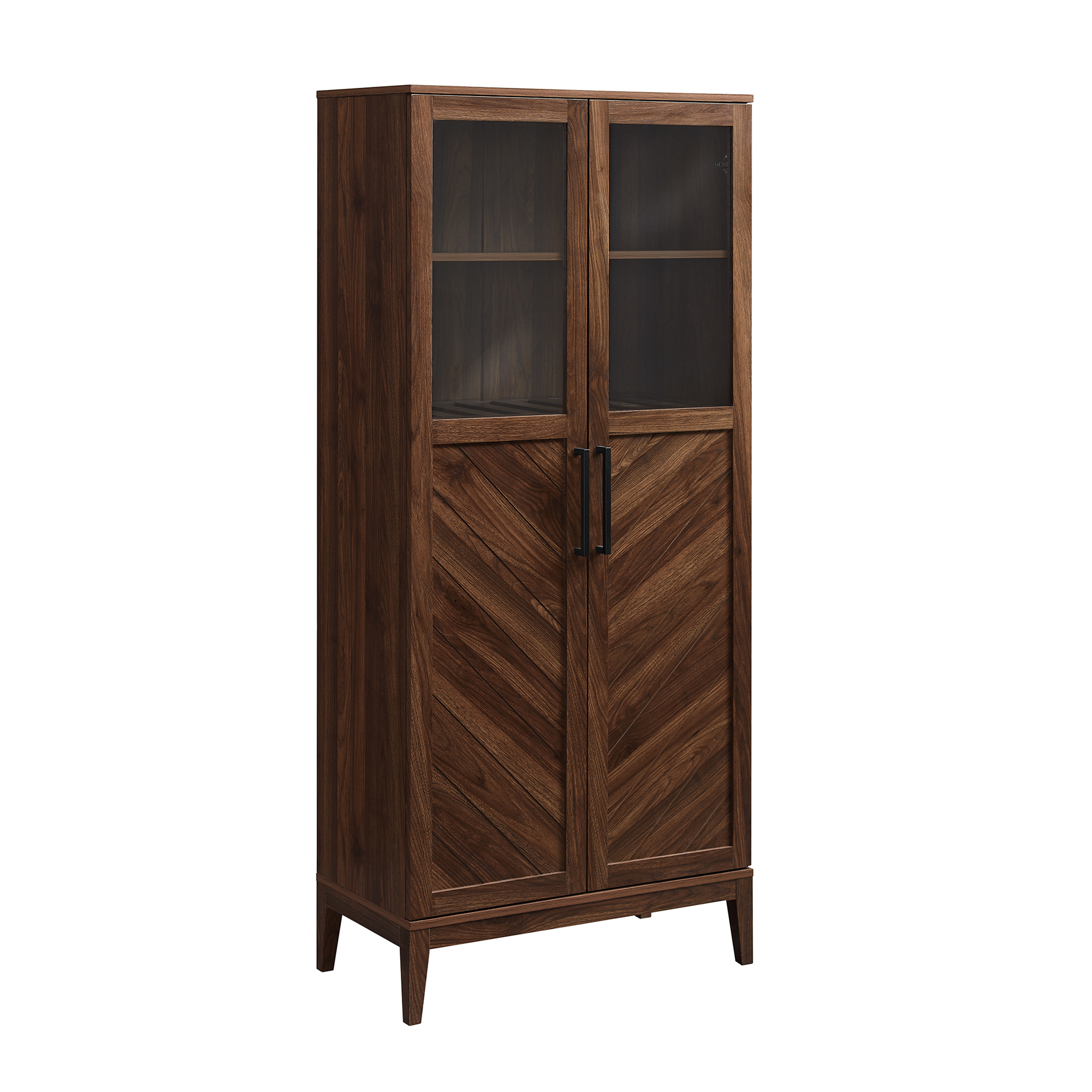 Logan 68" Chevron Storage Cabinet - Dark Walnut - Walker Edison