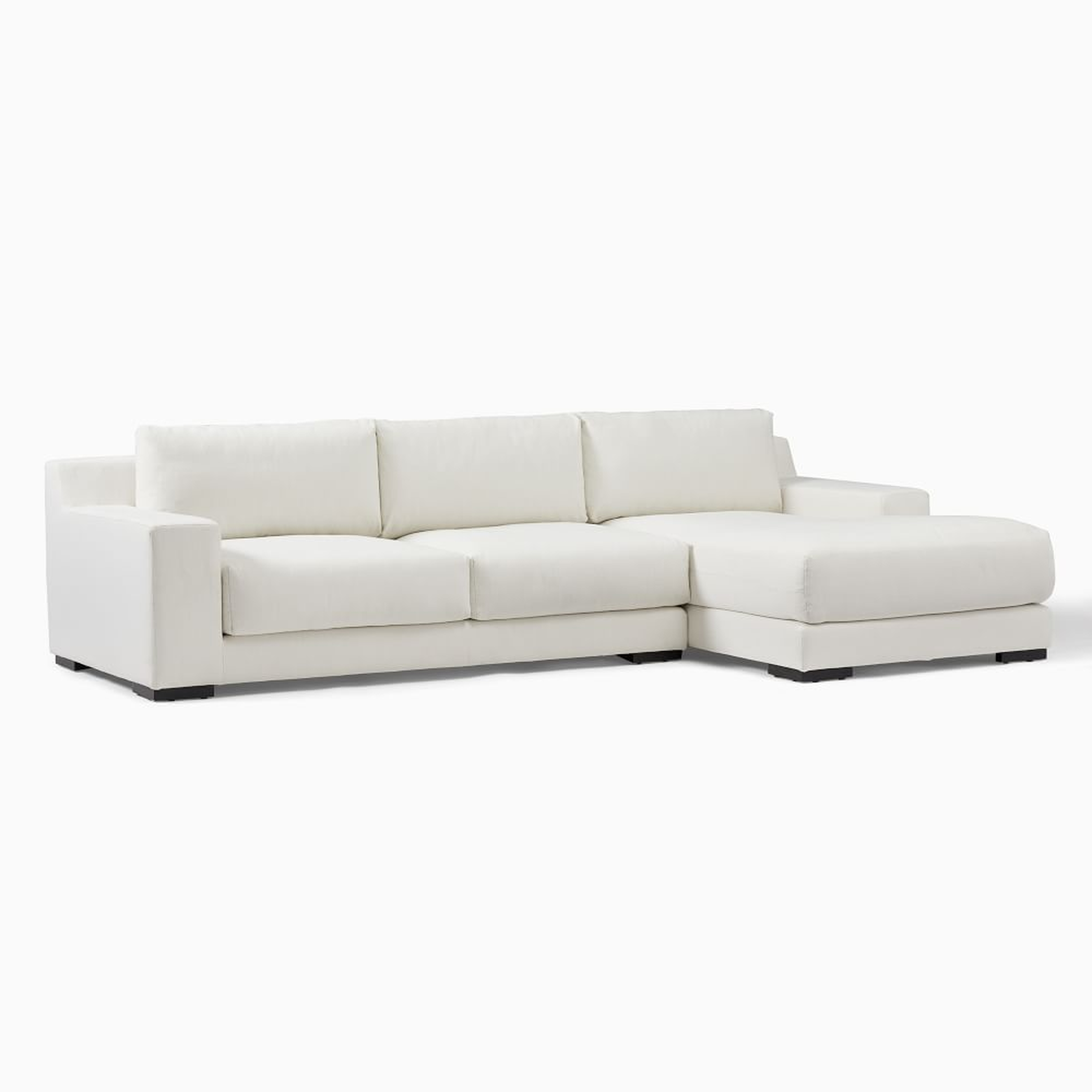 Dalton 121" Right 2-Piece Chaise Sectional, Yarn Dyed Linen Weave, Alabaster, Black - West Elm