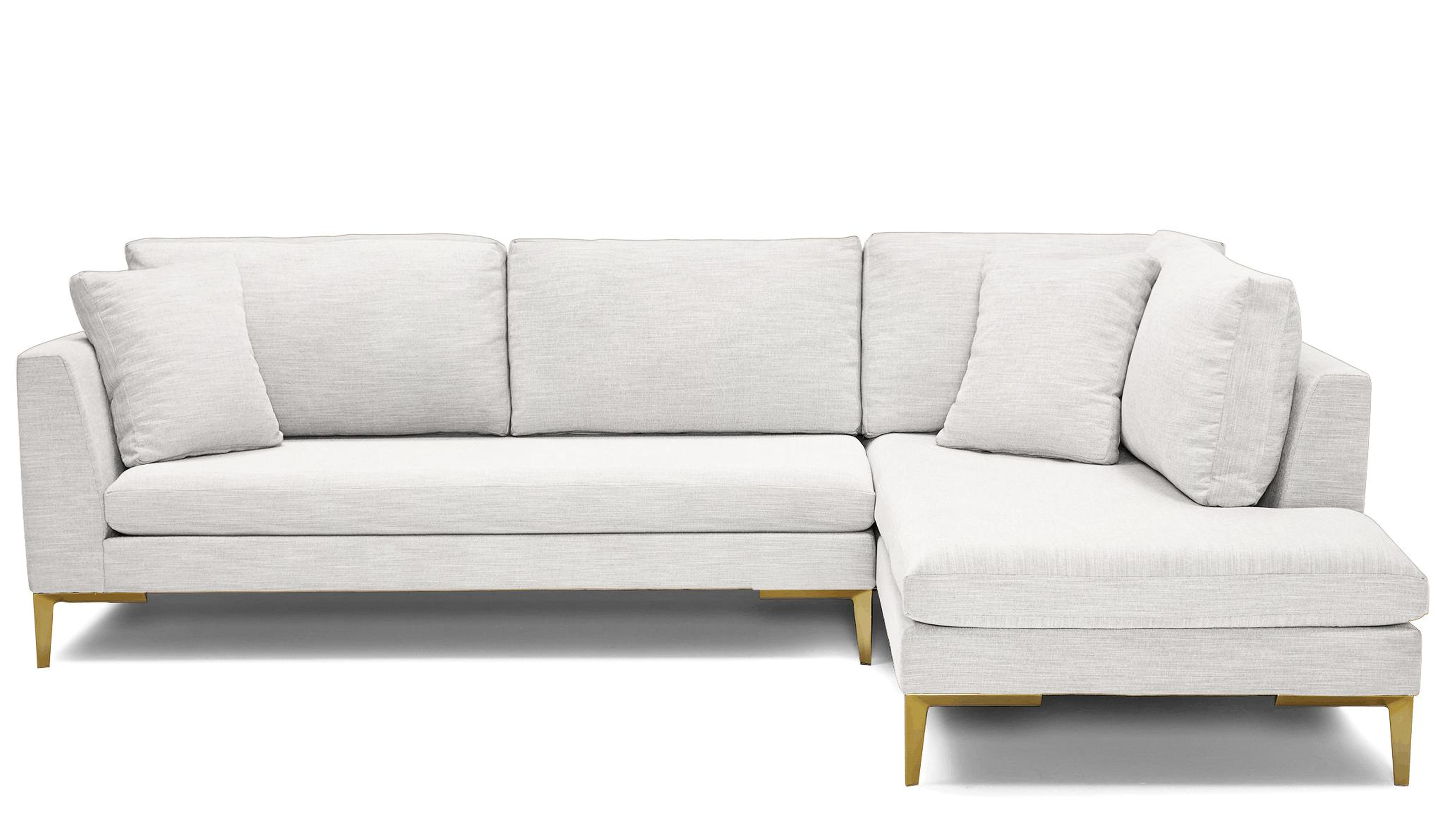 White Ainsley Mid Century Modern Sectional with Bumper - Tussah Blizzard - Left - Joybird