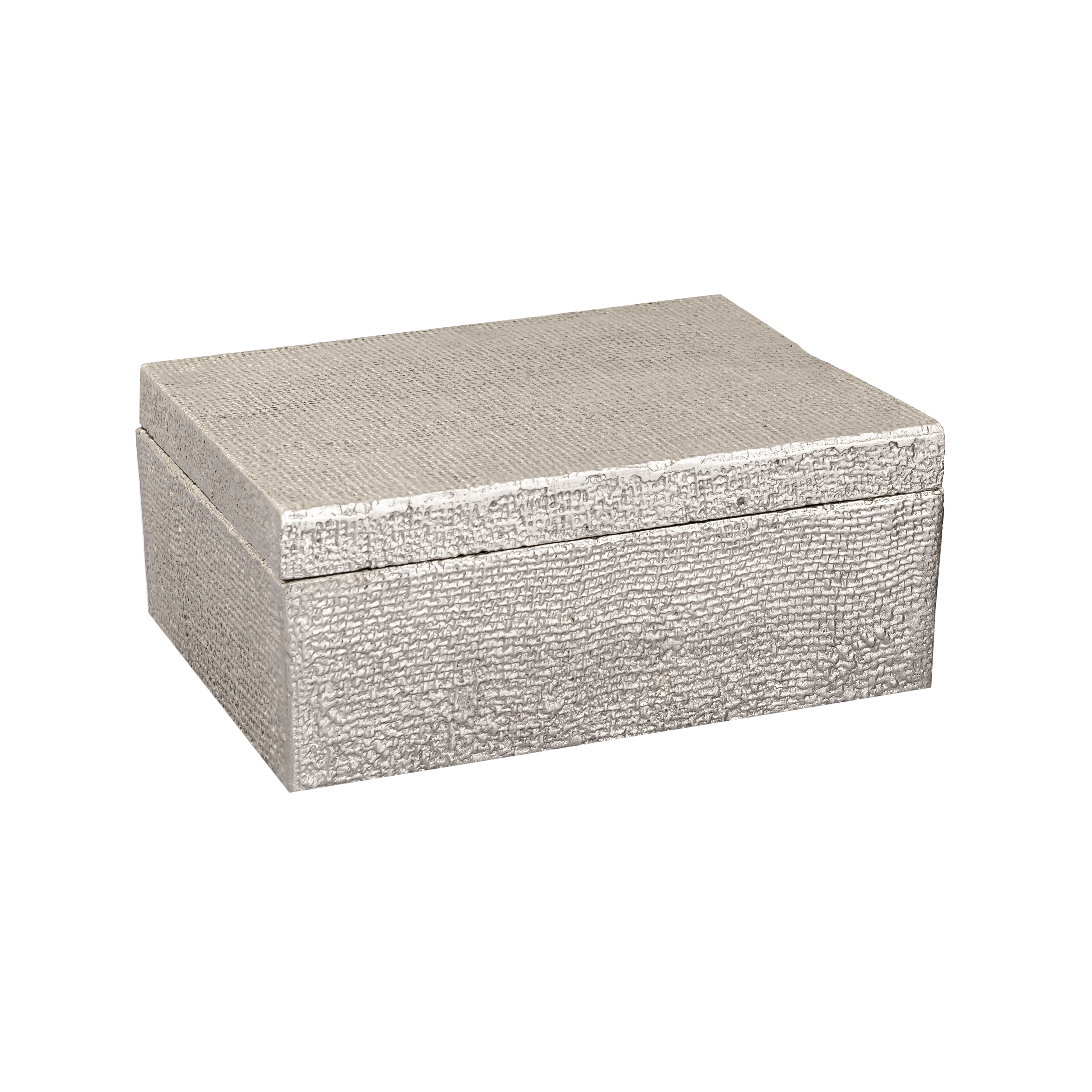 Square Linen Texture Box - Small Nickel - Elk Home