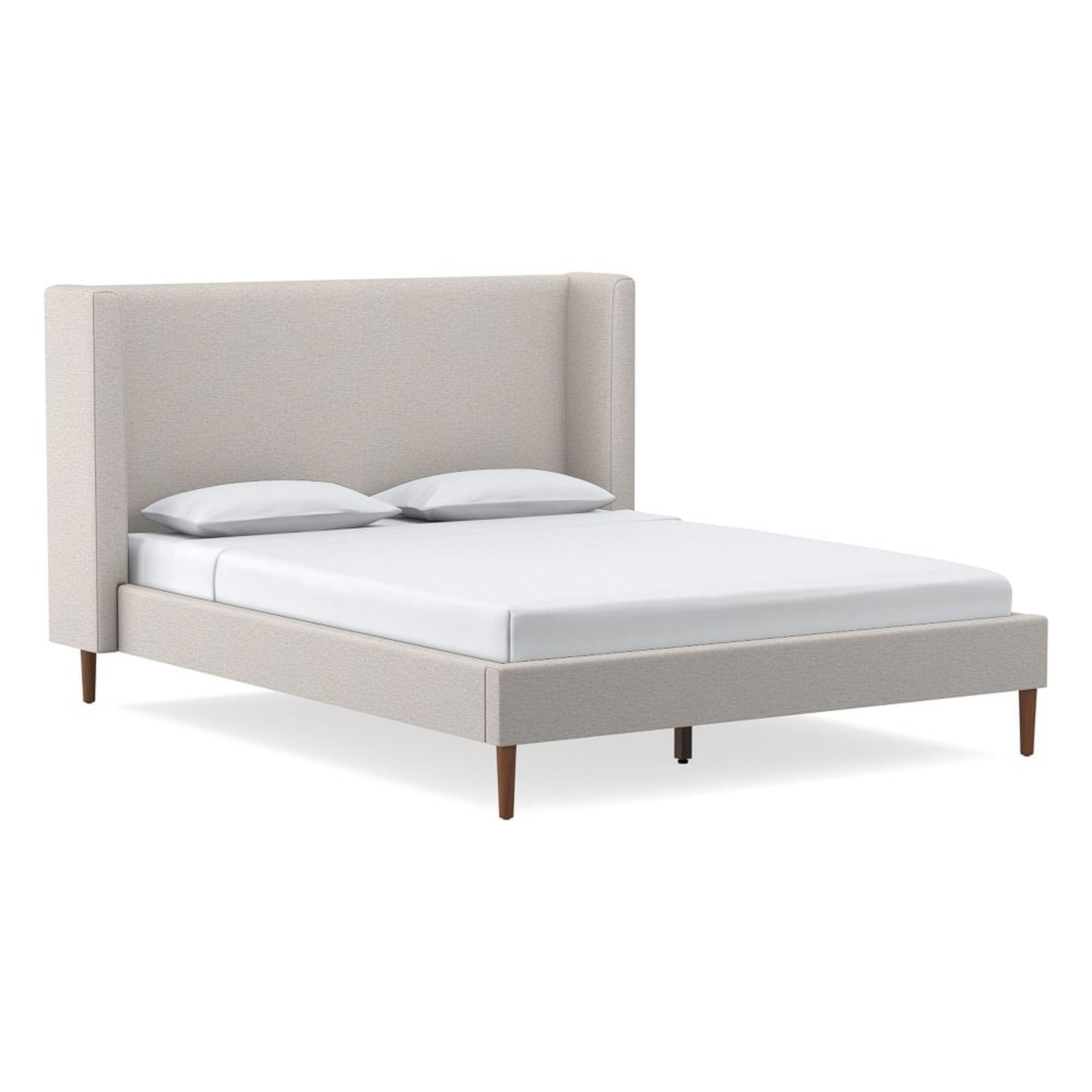 Shelter No Tufting, Bed, King, Twill, Sand, Cool Walnut - West Elm