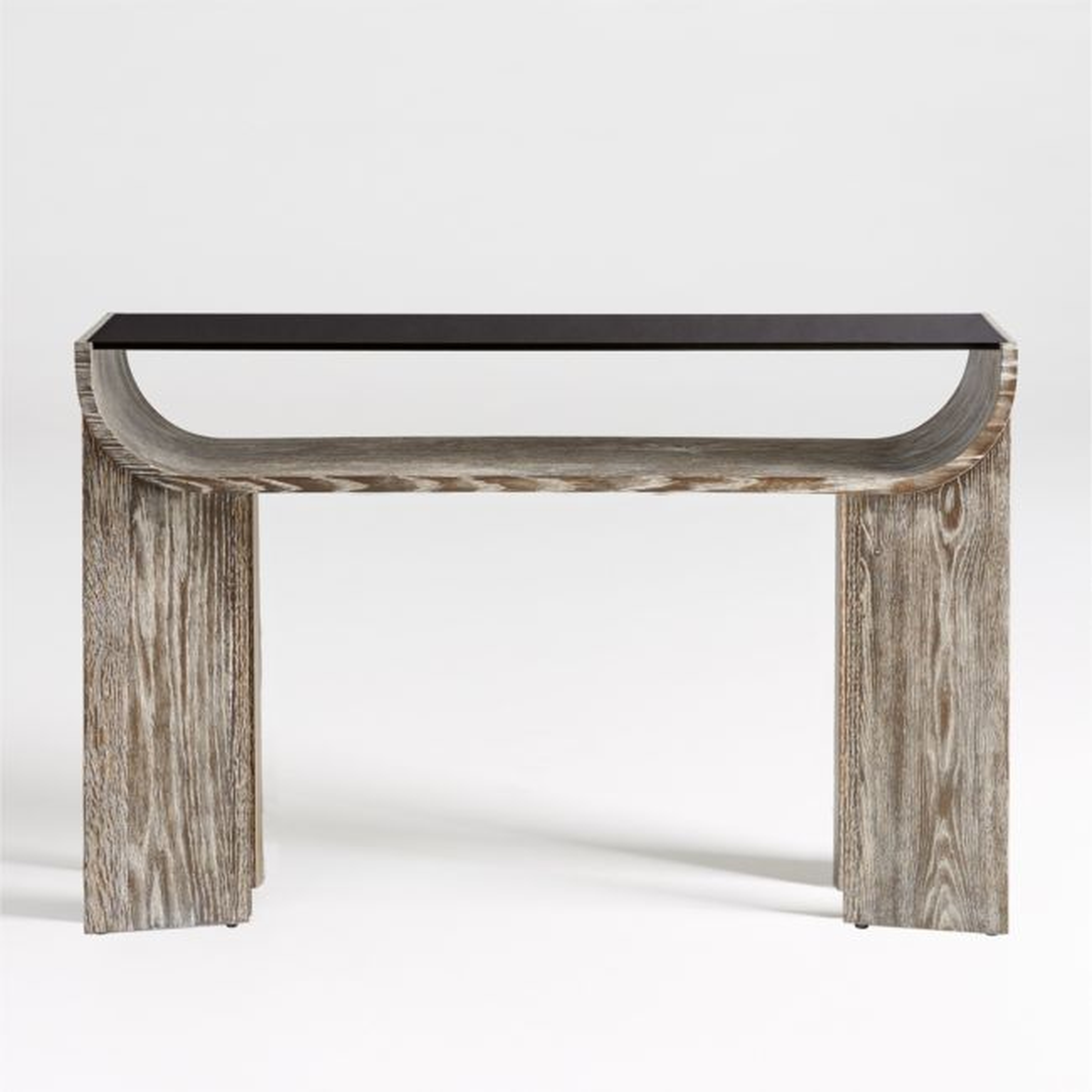 Dada 54" Rectangular Oak Wood and Tempered Glass Console Table with Shelf - Crate and Barrel