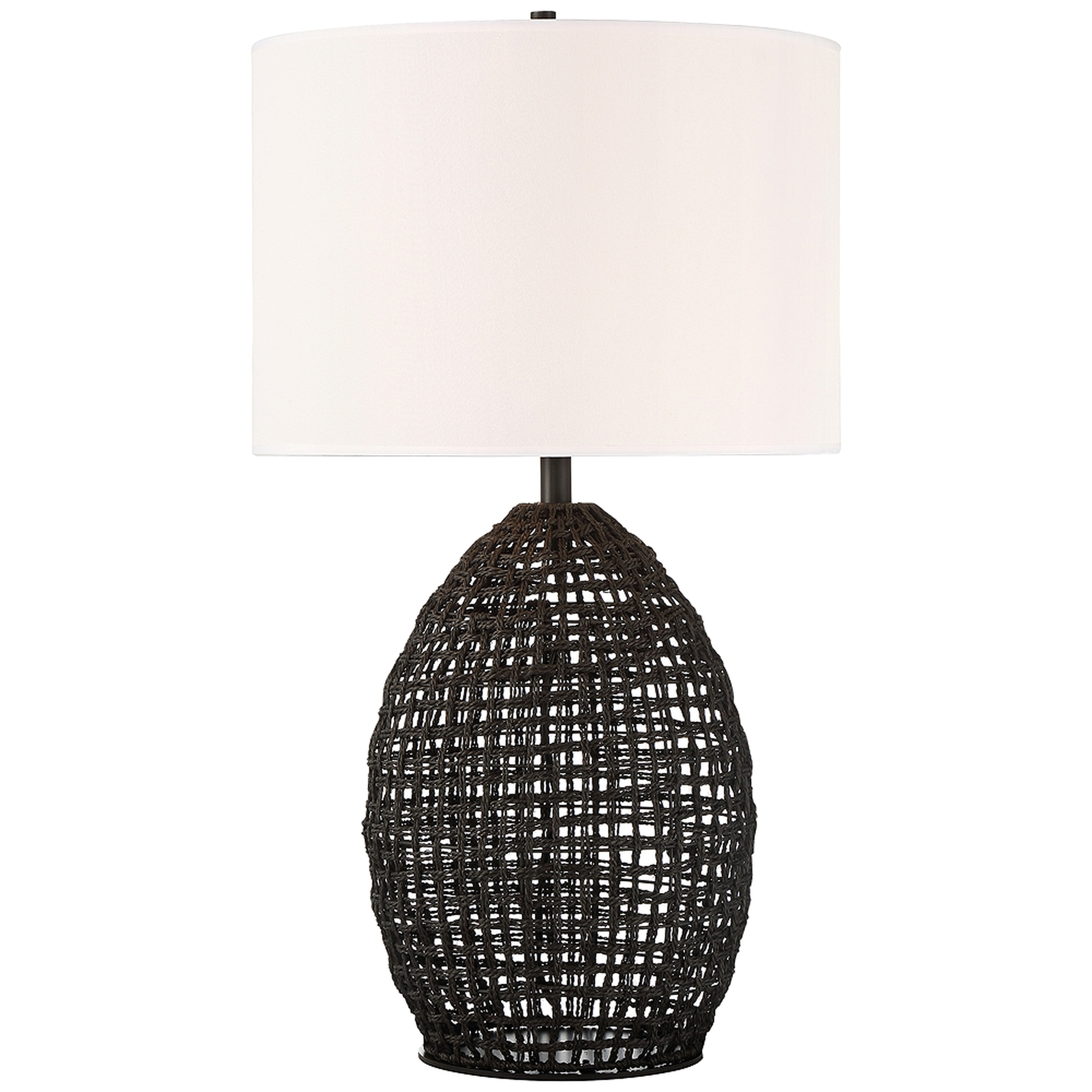 Lite Source Ivette Black Woven Rattan Table Lamp - Style # 87P71 - Lamps Plus
