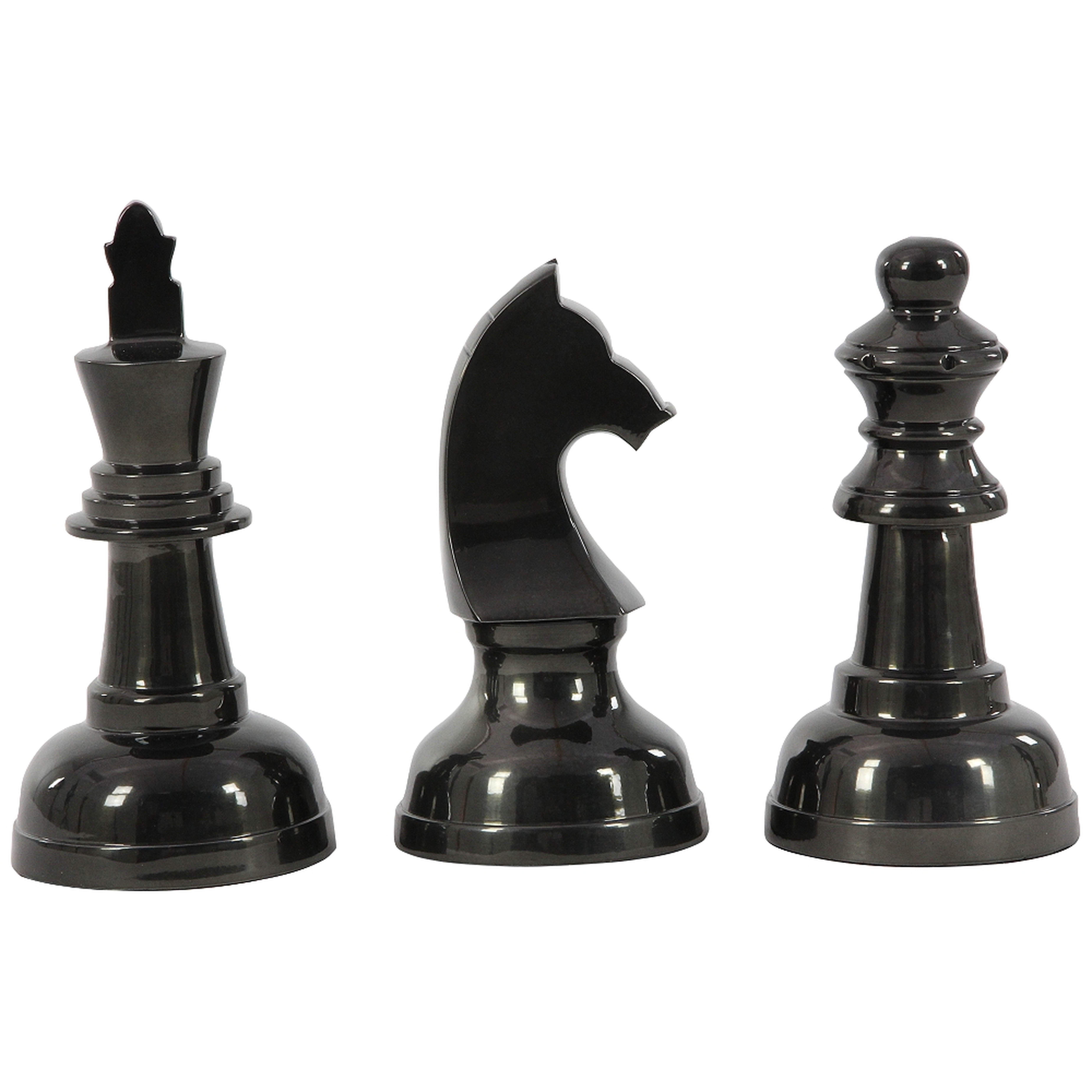 Chess 10" High Metallic Gray Metal Sculptures Set of 3 - Style # 97G22 - Lamps Plus